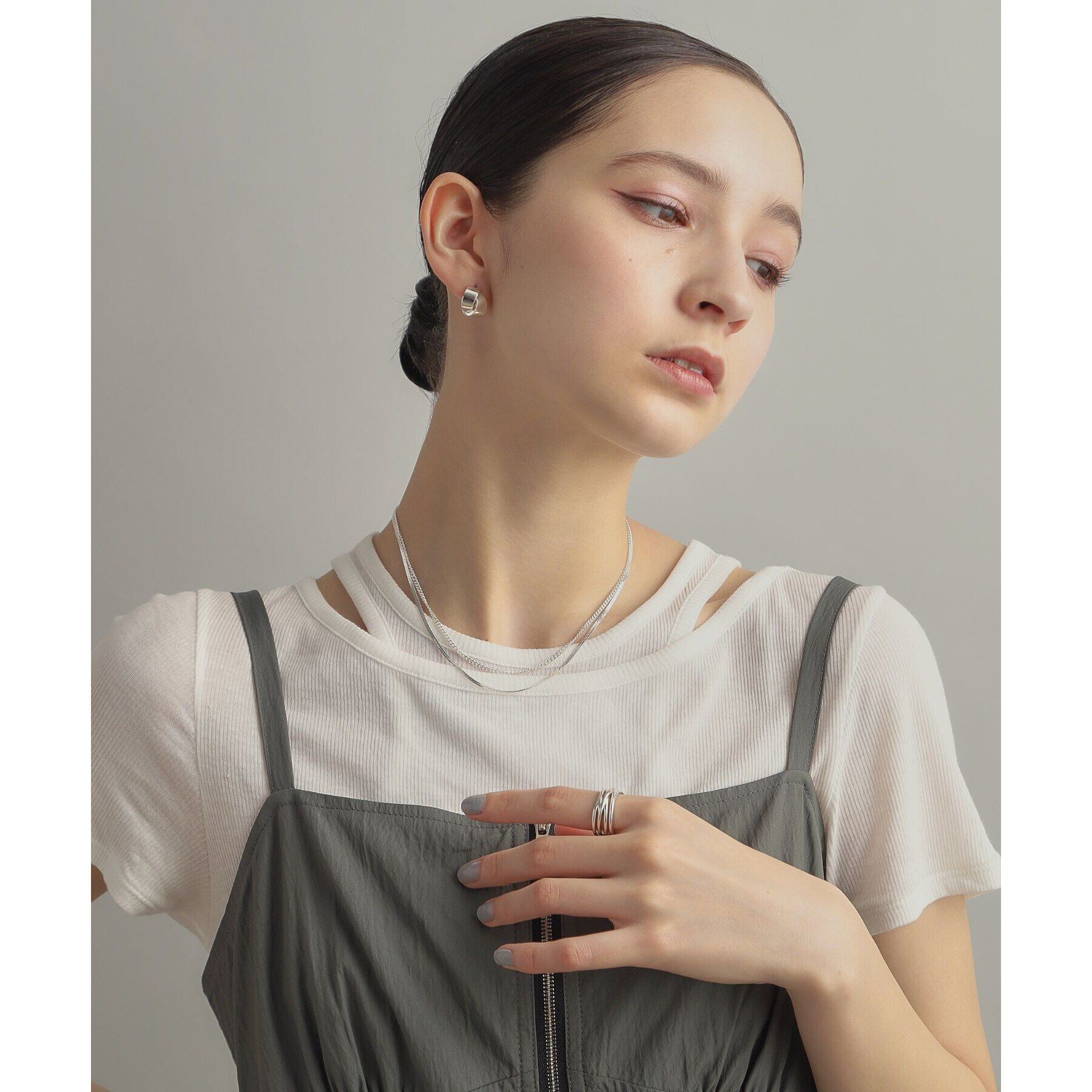 COCOSHNIK ONKITSCH「シルバー デザインチェーン フラットスネークネックレスS」|ネックレス|