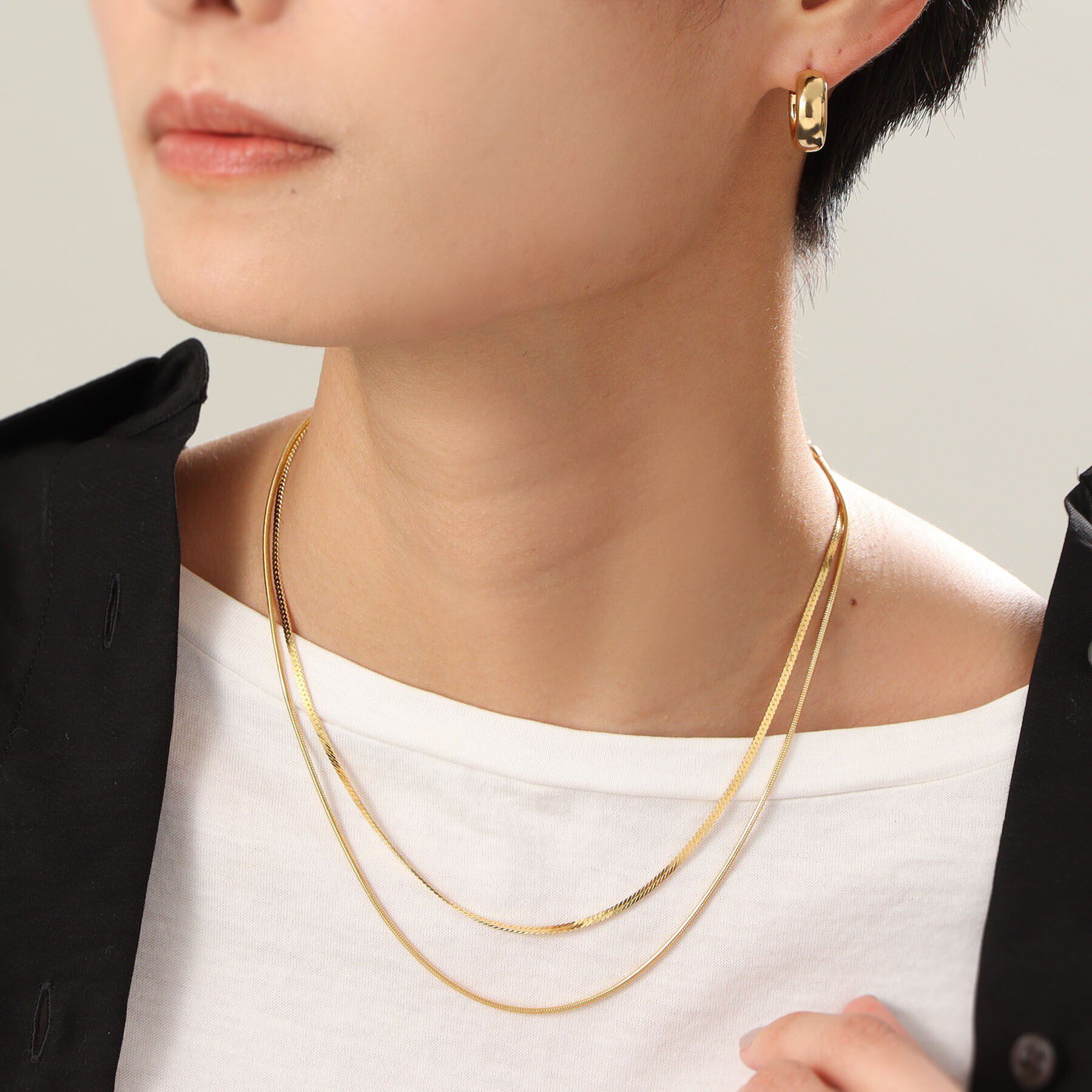 COCOSHNIK ONKITSCH「シルバー デザインチェーン スネークネックレス GP」|ネックレス|