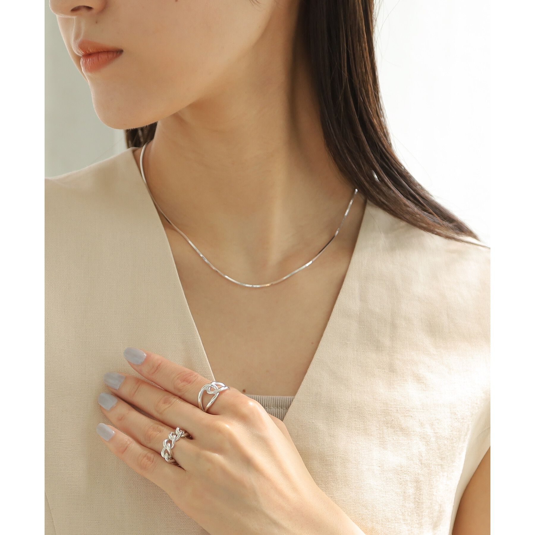 COCOSHNIK ONKITSCH「シルバー デザインチェーン コンパクトネックレス」|ネックレス|