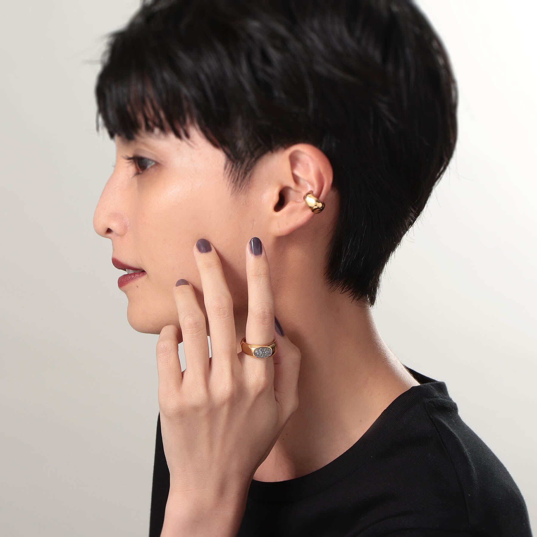 COCOSHNIK ONKITSCH「シルバー カラーストーン ブラックドルジーアゲート ニュアンスリングL GP」|リング|