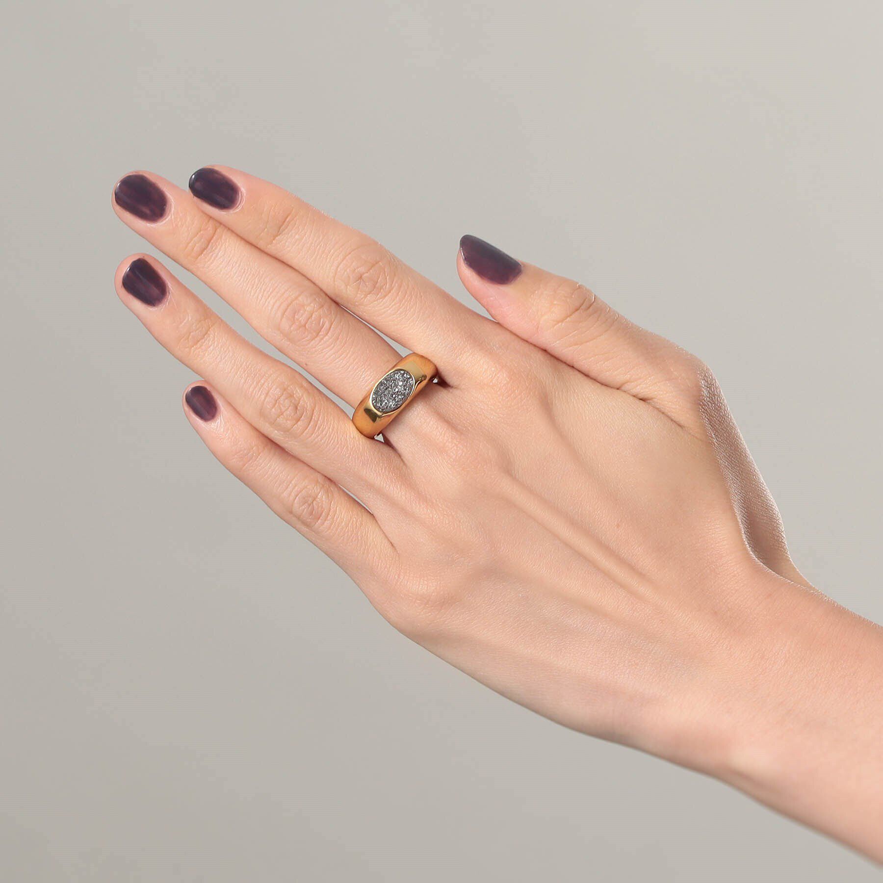 COCOSHNIK ONKITSCH「シルバー カラーストーン ブラックドルジーアゲート ニュアンスリングL GP」|リング|