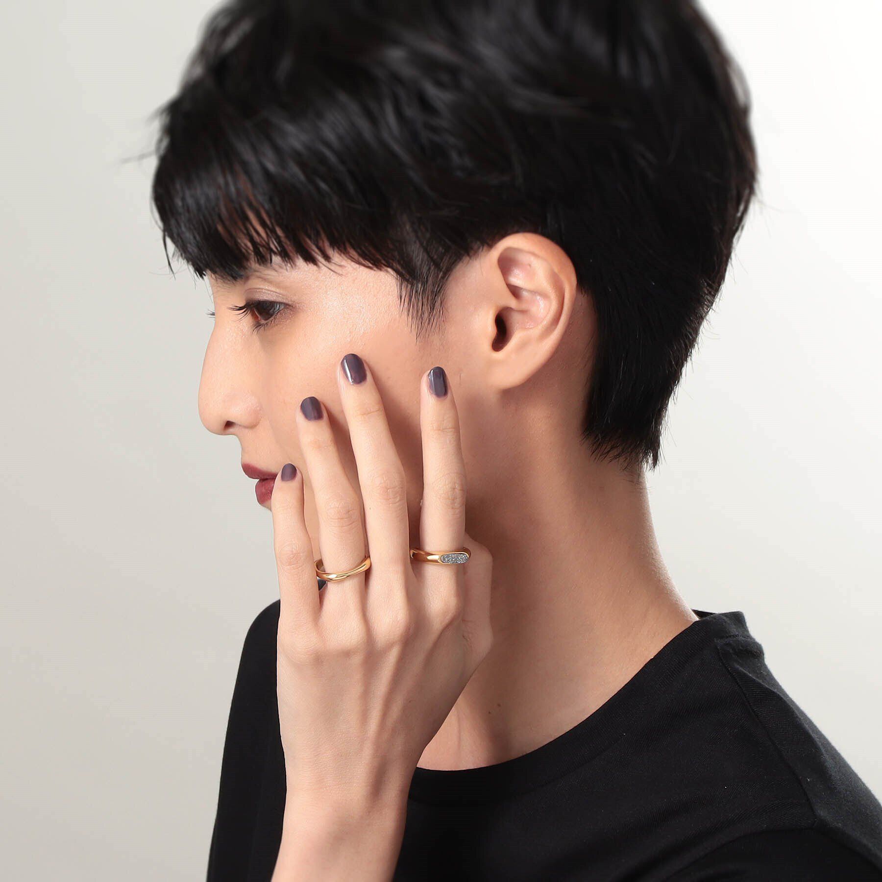 COCOSHNIK ONKITSCH「シルバー カラーストーン ブラックドルジーアゲート ニュアンスリングS GP」|リング|