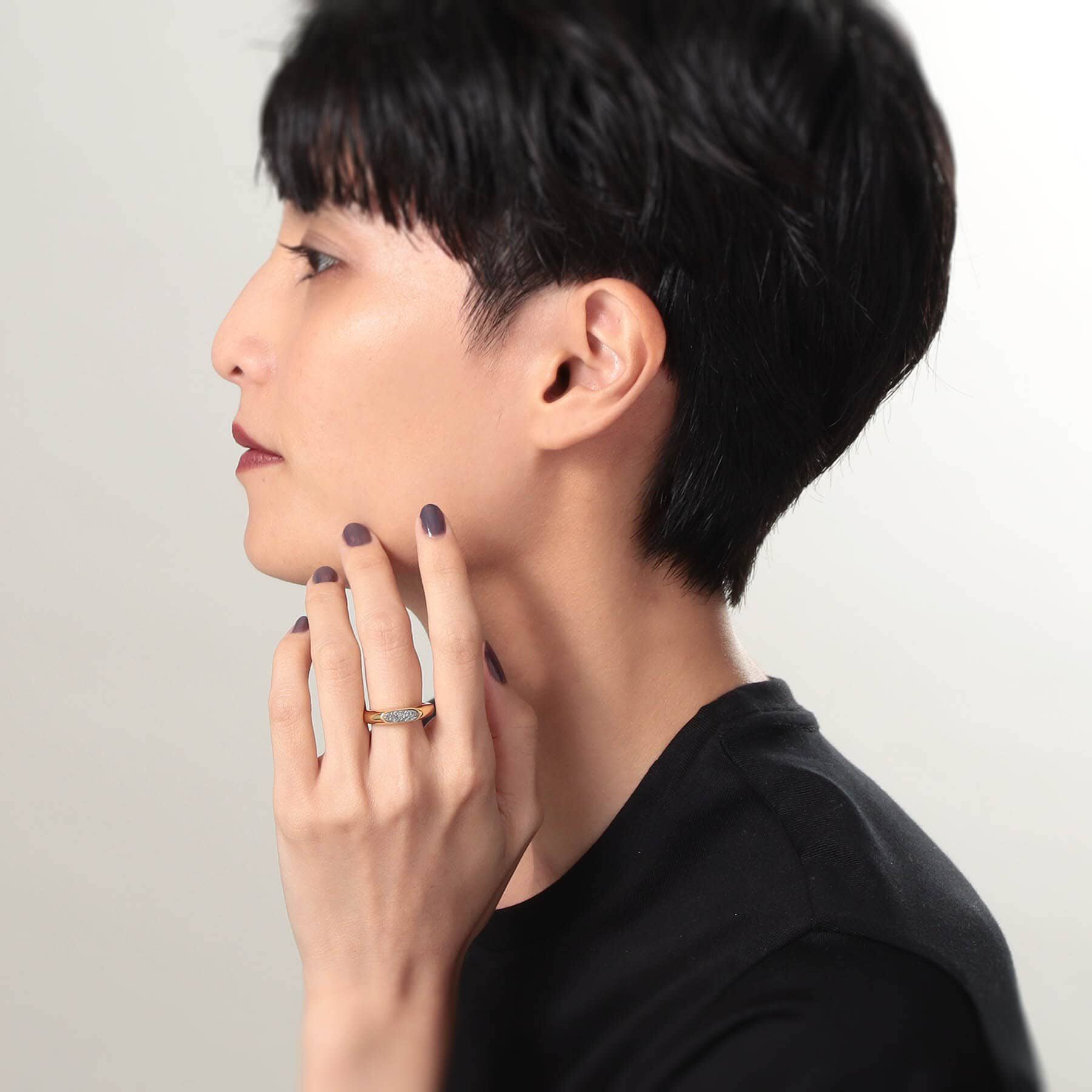 COCOSHNIK ONKITSCH「シルバー カラーストーン ブラックドルジーアゲート ニュアンスリングS GP」|リング|