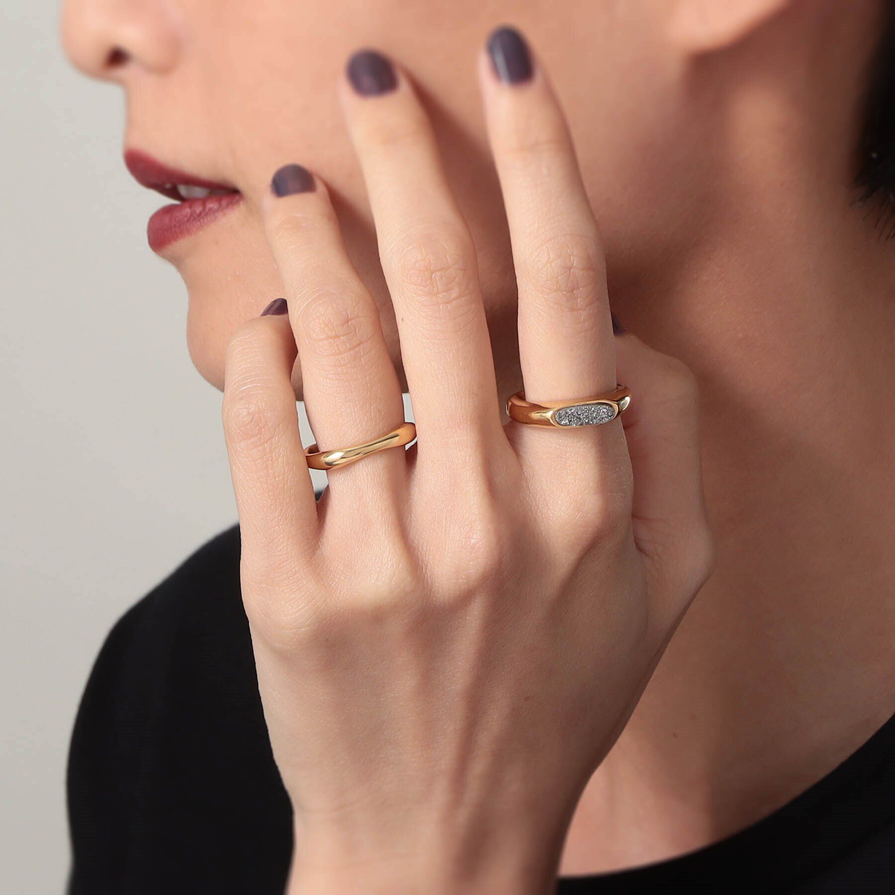 COCOSHNIK ONKITSCH「シルバー カラーストーン ブラックドルジーアゲート ニュアンスリングS GP」|リング|