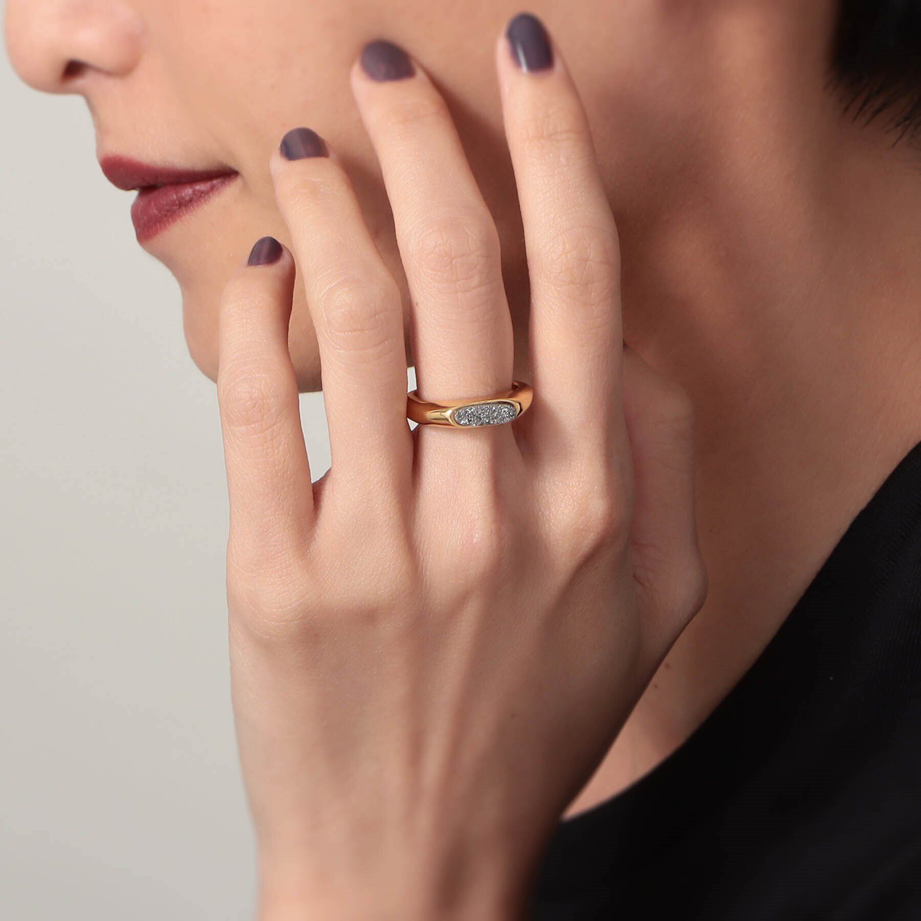 COCOSHNIK ONKITSCH「シルバー カラーストーン ブラックドルジーアゲート ニュアンスリングS GP」|リング|