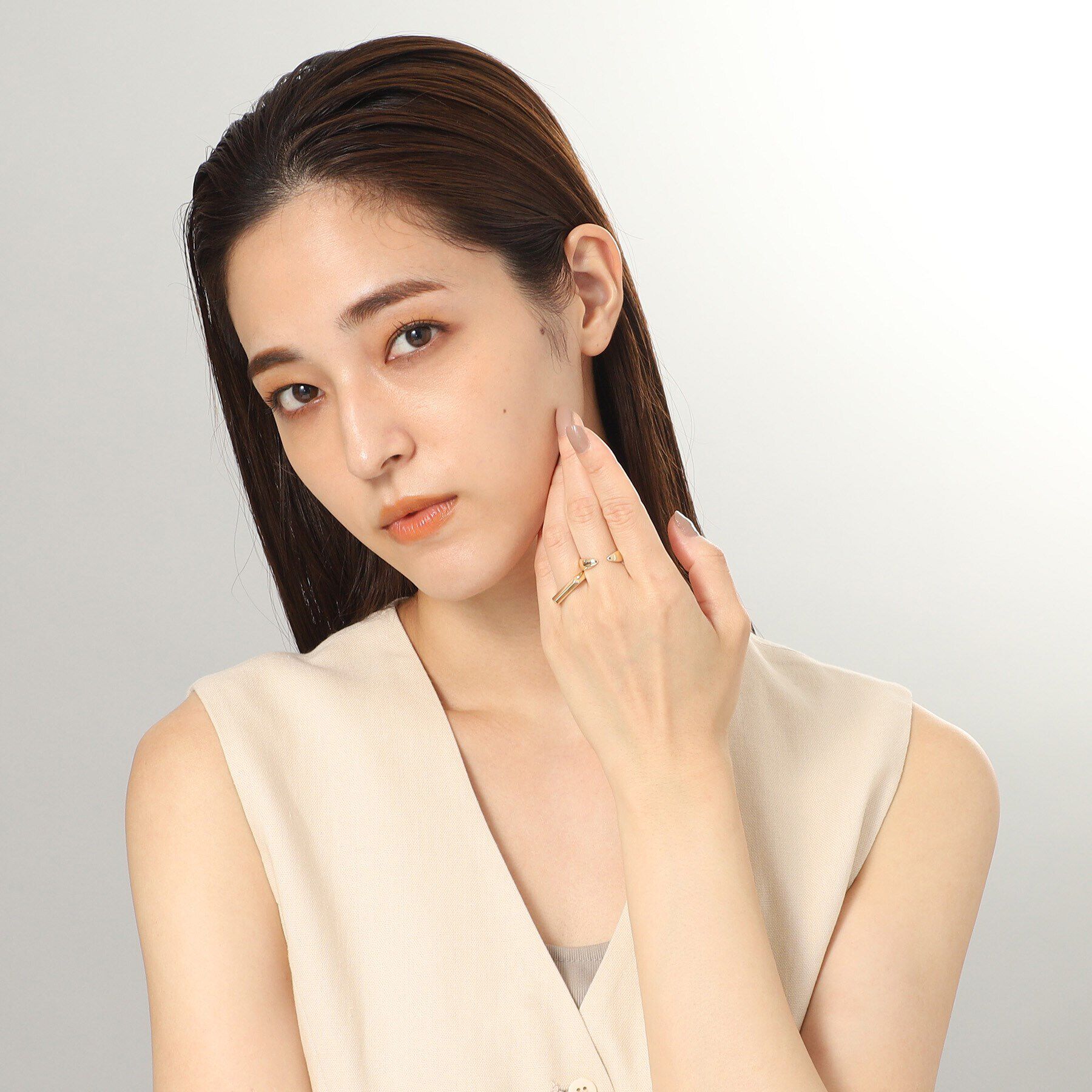 COCOSHNIK「K10面取りカットシグネット リング」|リング|