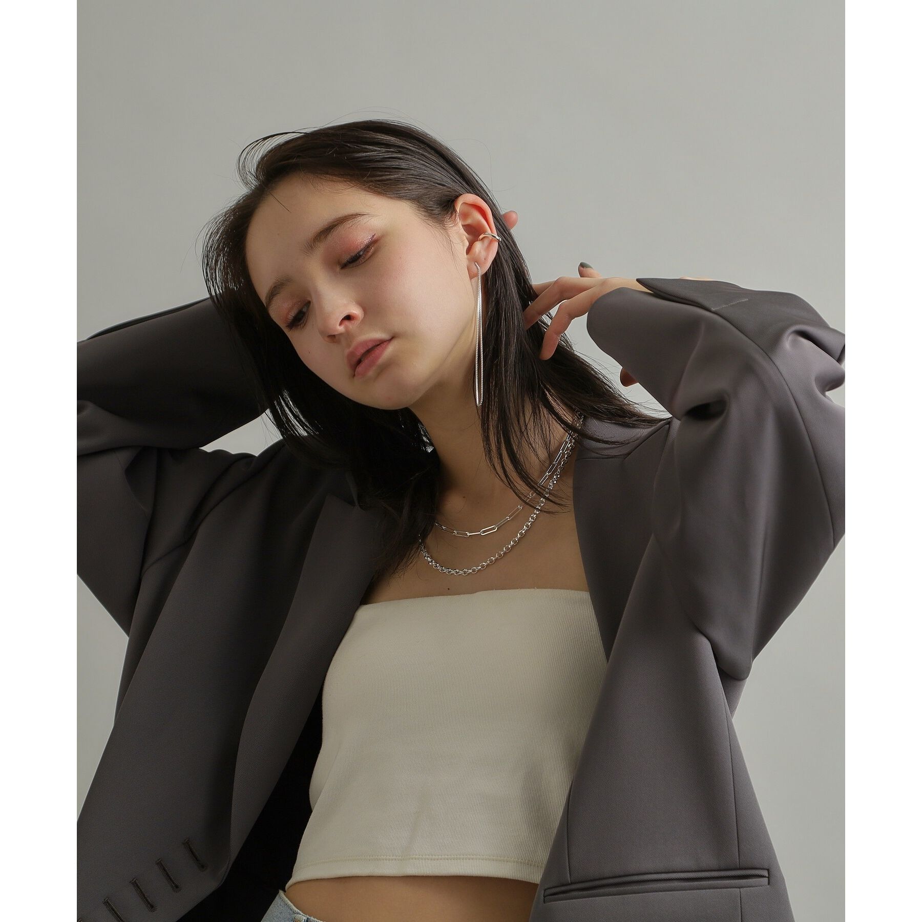 COCOSHNIK ONKITSCH「シルバー デザインチェーン フラットケーブルネックレス（43㎝）」|ネックレス|