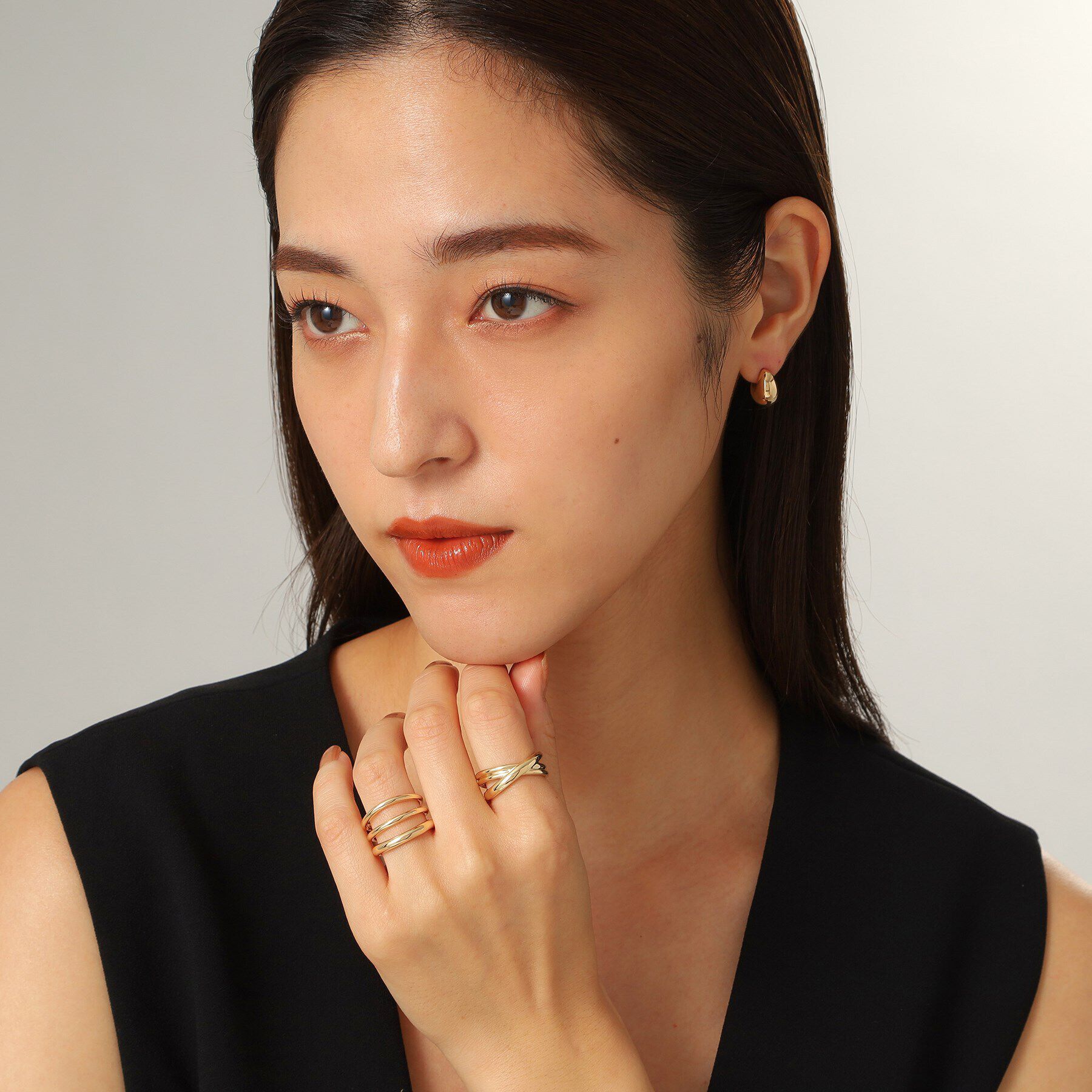 COCOSHNIK「K10スリーライン リング」|リング|