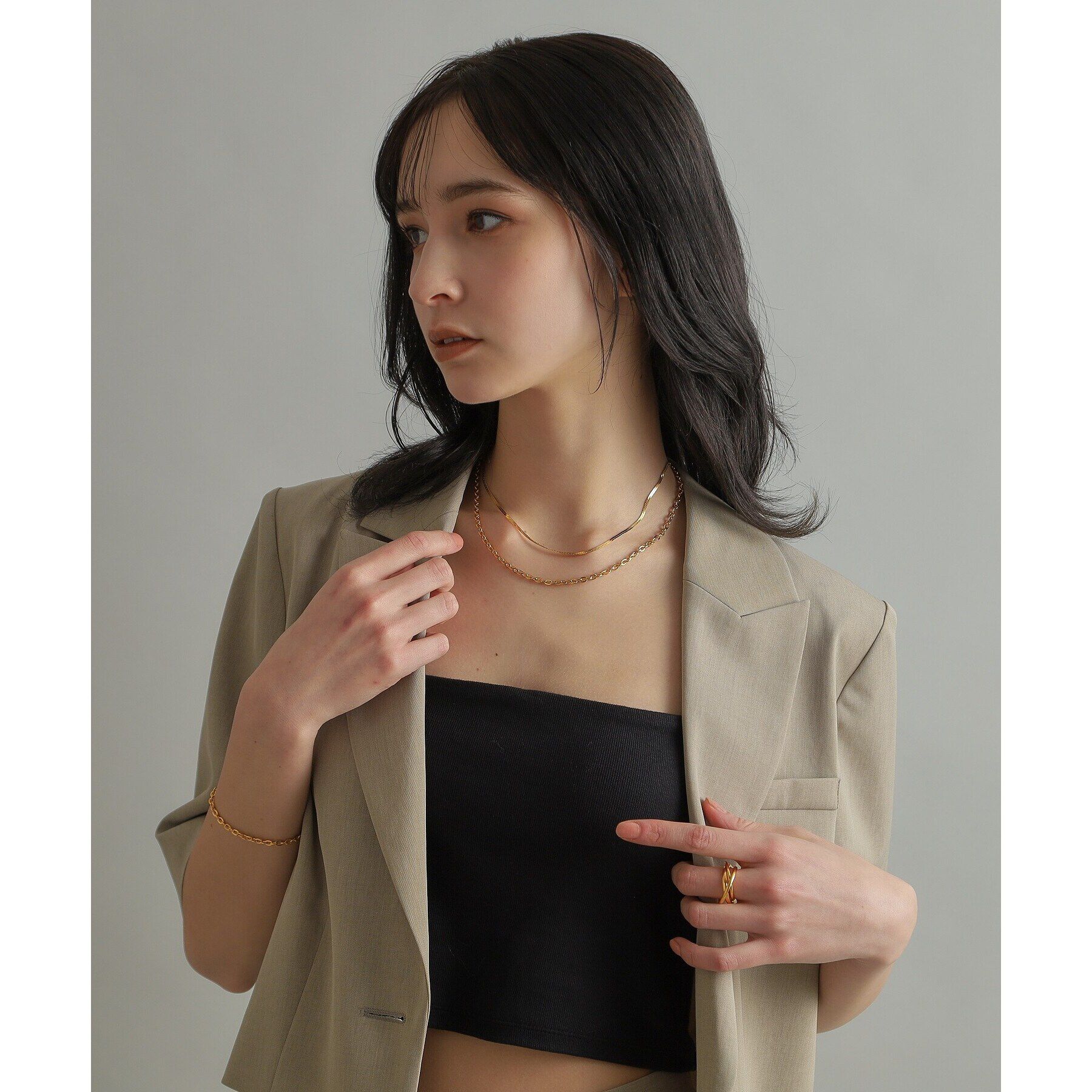 COCOSHNIK ONKITSCH「シルバー デザインチェーン フラットオーバルリンクネックレス GP」|ネックレス|