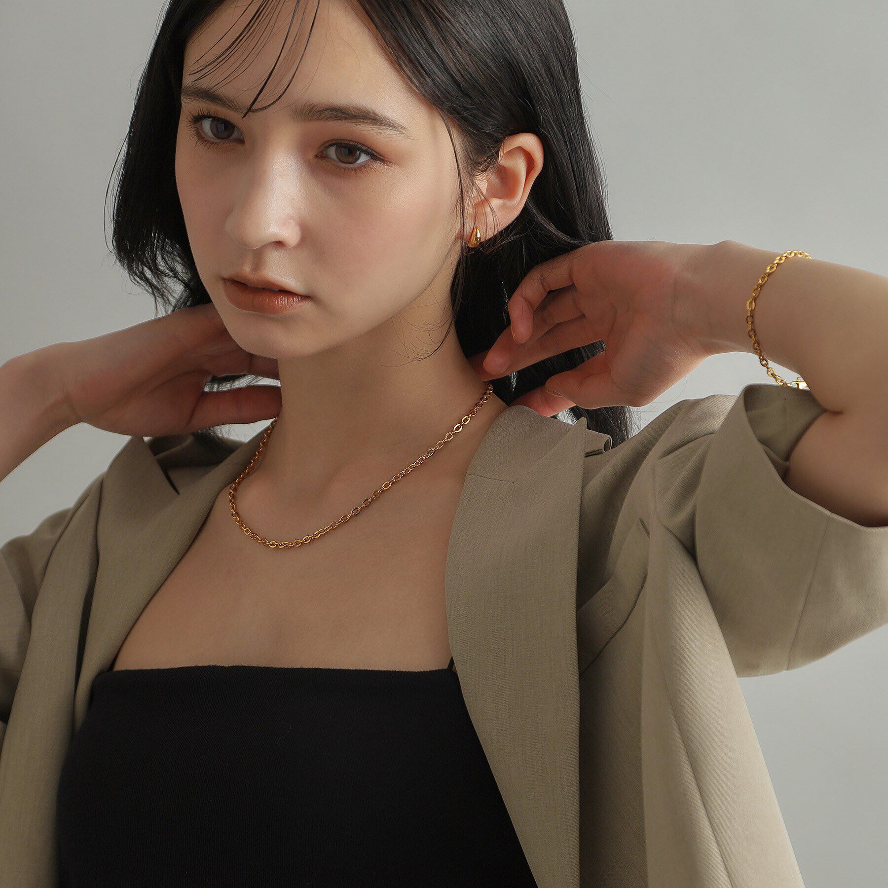 COCOSHNIK ONKITSCH「シルバー デザインチェーン フラットオーバルリンクネックレス GP」|ネックレス|