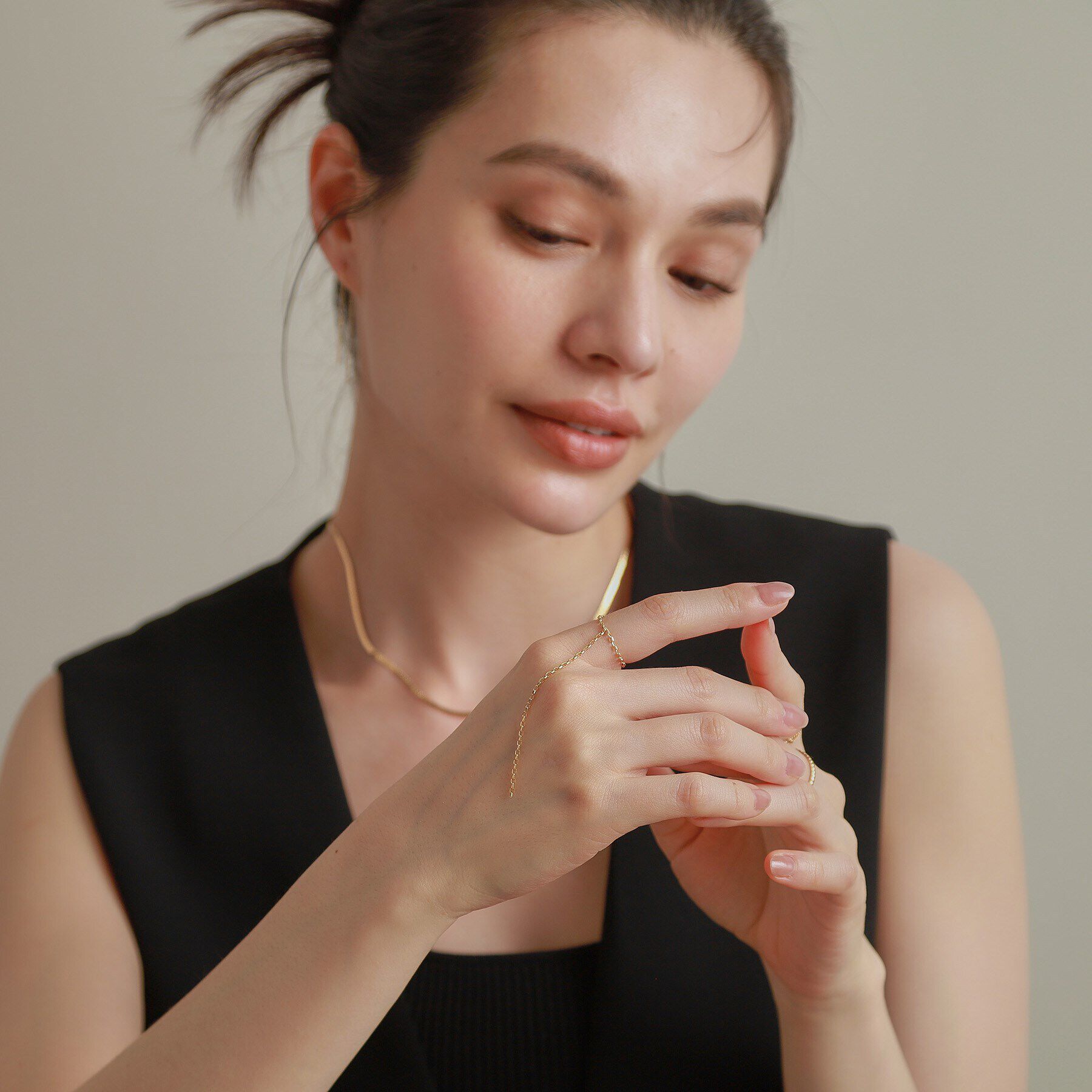 COCOSHNIK「K18MVハンギングチェーン リング」|リング|