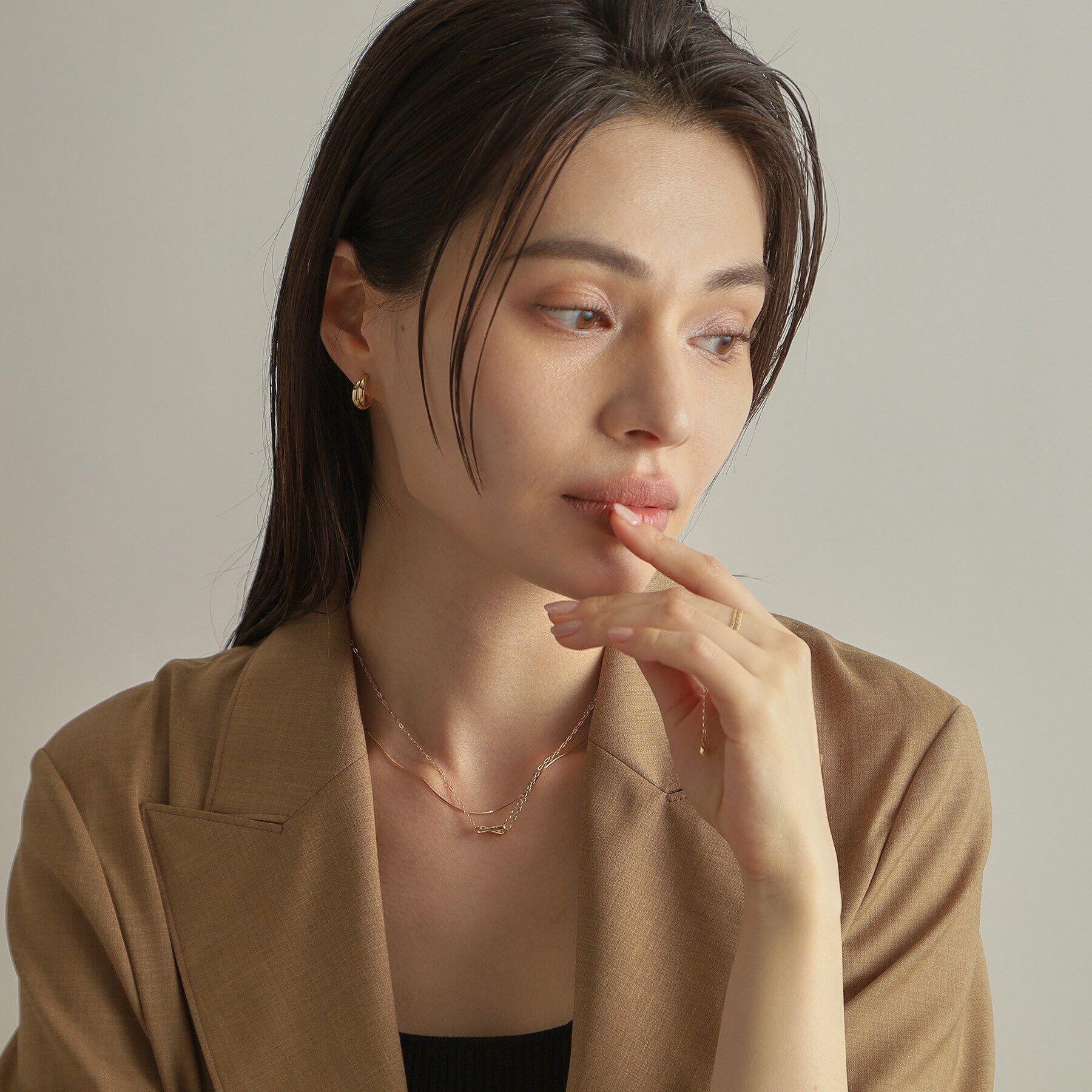 COCOSHNIK「K10S字パーツセパレート ネックレス」|ネックレス|