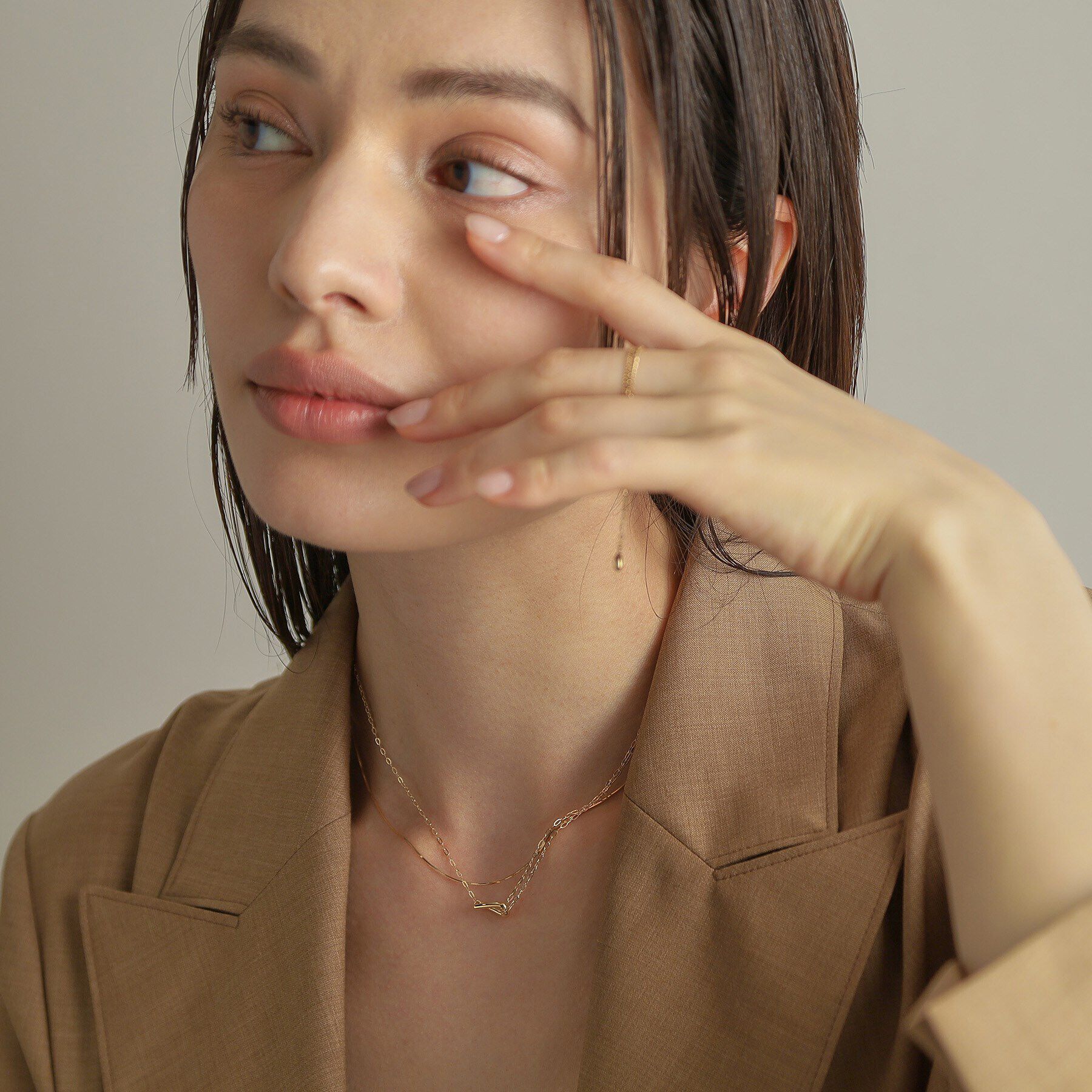 COCOSHNIK「K10S字パーツセパレート ネックレス」|ネックレス|