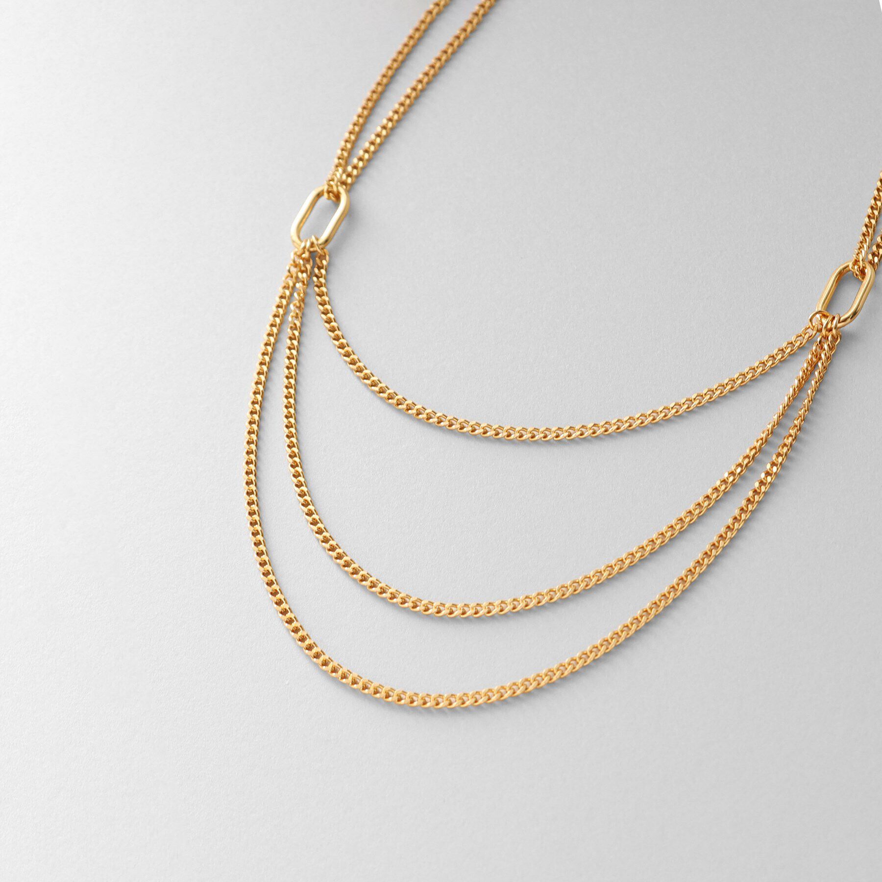 COCOSHNIK ONKITSCH「シルバー カーブチェーン ビブネックレス GP」|ネックレス|