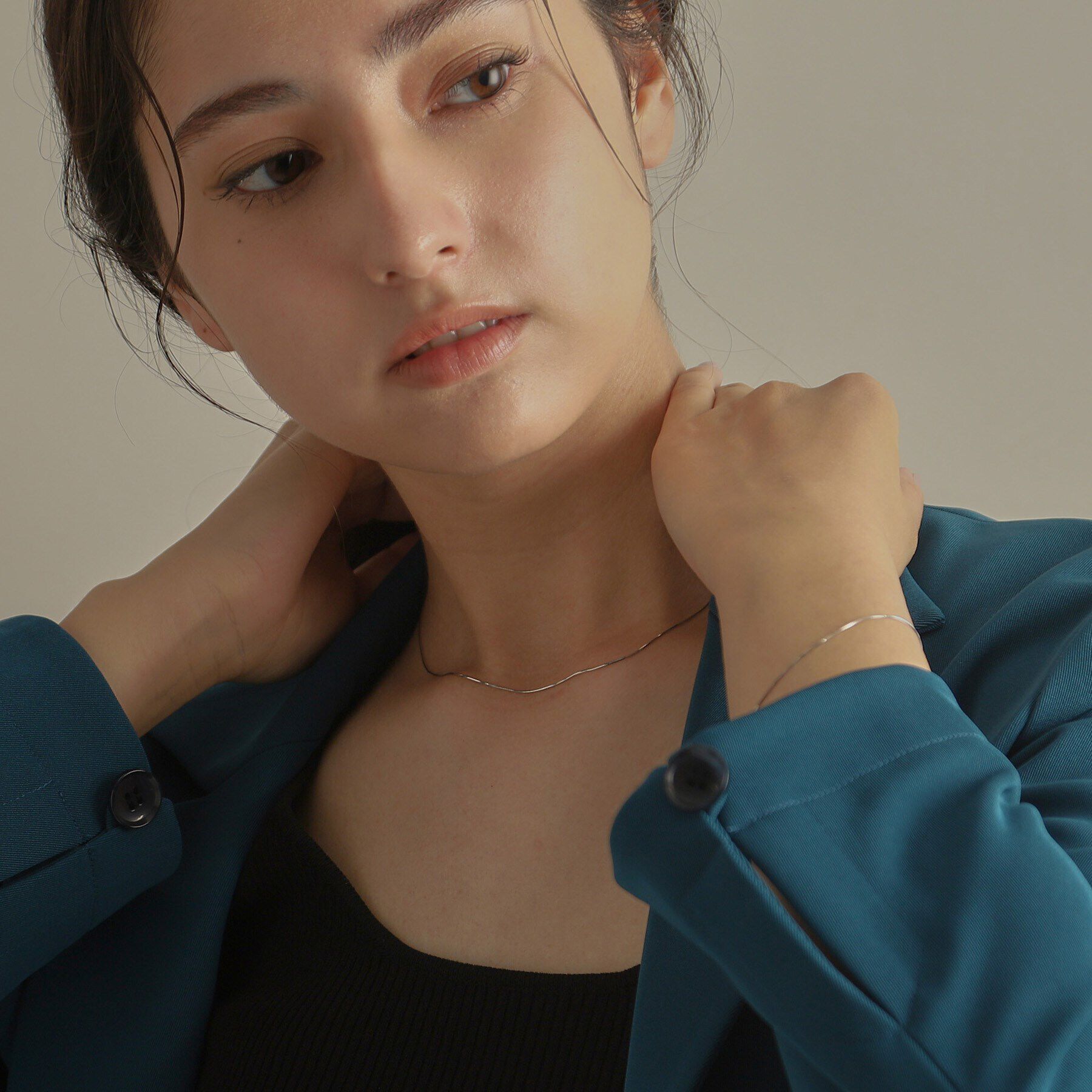 COCOSHNIK「プラチナ コンパクトチェーン ネックレス（40cm）」|ネックレス|