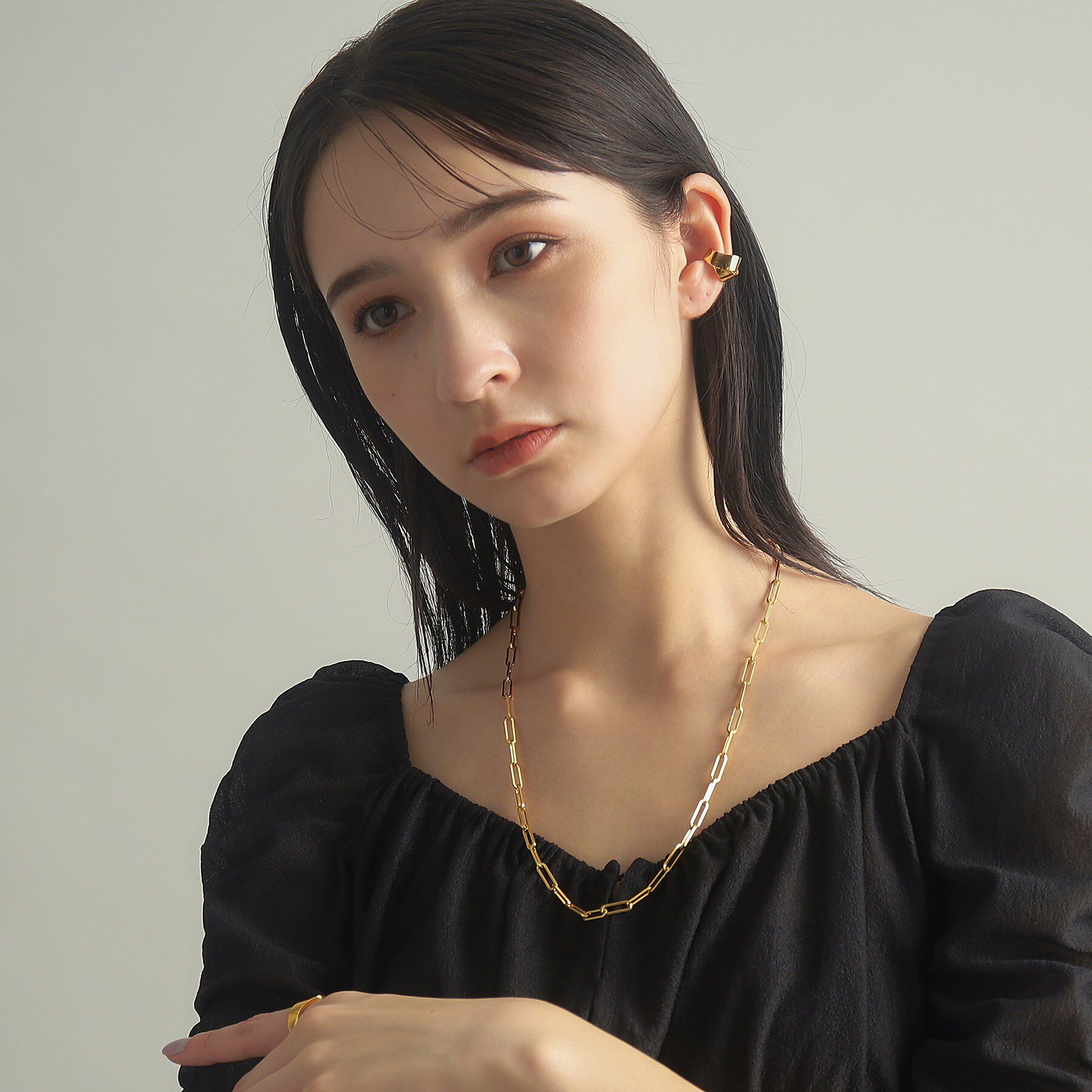 COCOSHNIK ONKITSCH「シルバー デザインチェーン フラットケーブルネックレス（55cm） GP」|ネックレス|