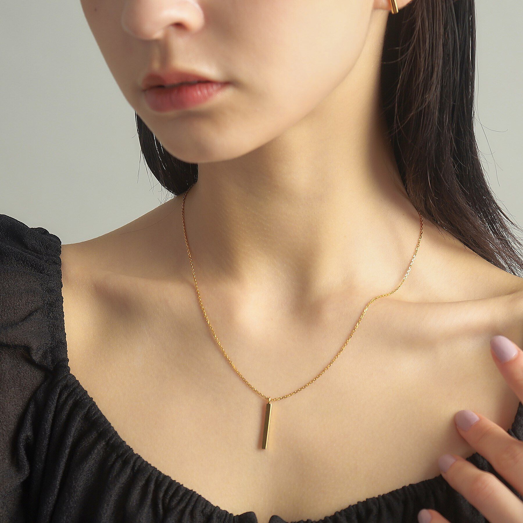 COCOSHNIK ONKITSCH「シルバー スクエアバーネックレス GP」|ネックレス|