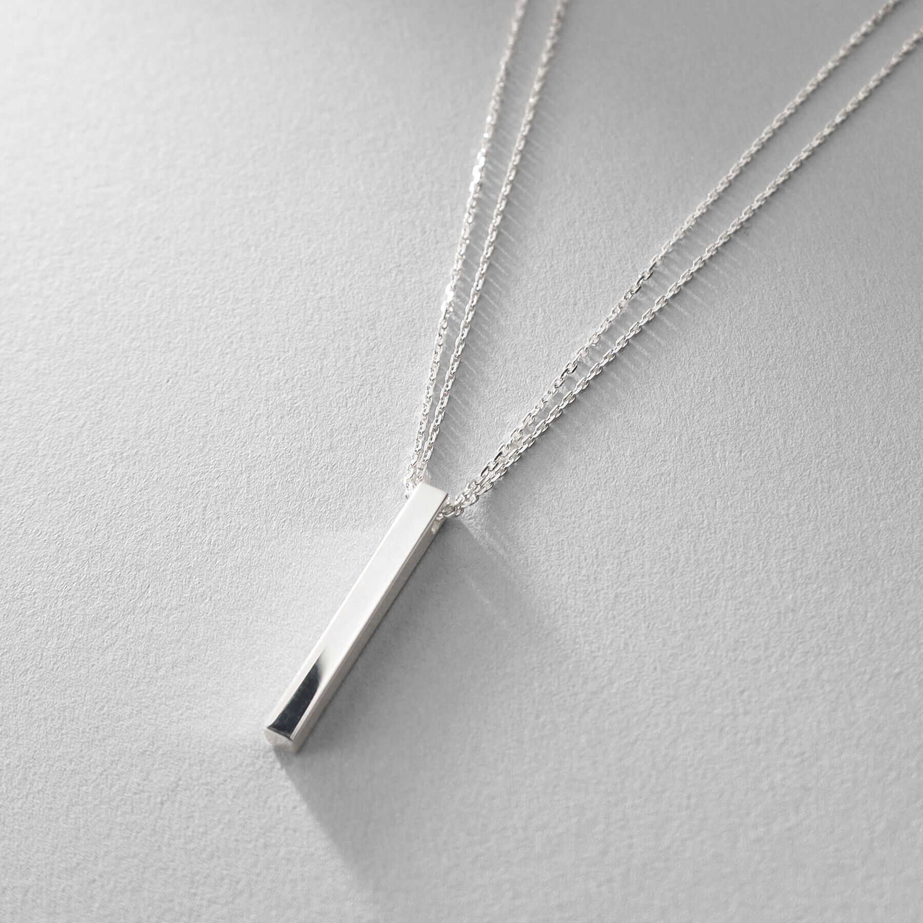 COCOSHNIK ONKITSCH「シルバー ダブルチェーンスクエアバーネックレス」|ネックレス|