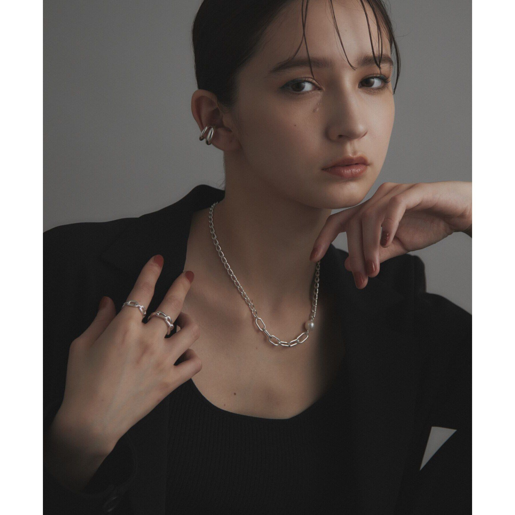 COCOSHNIK ONKITSCH「シルバー ロングカーブチェーンモチーフリング」|リング|