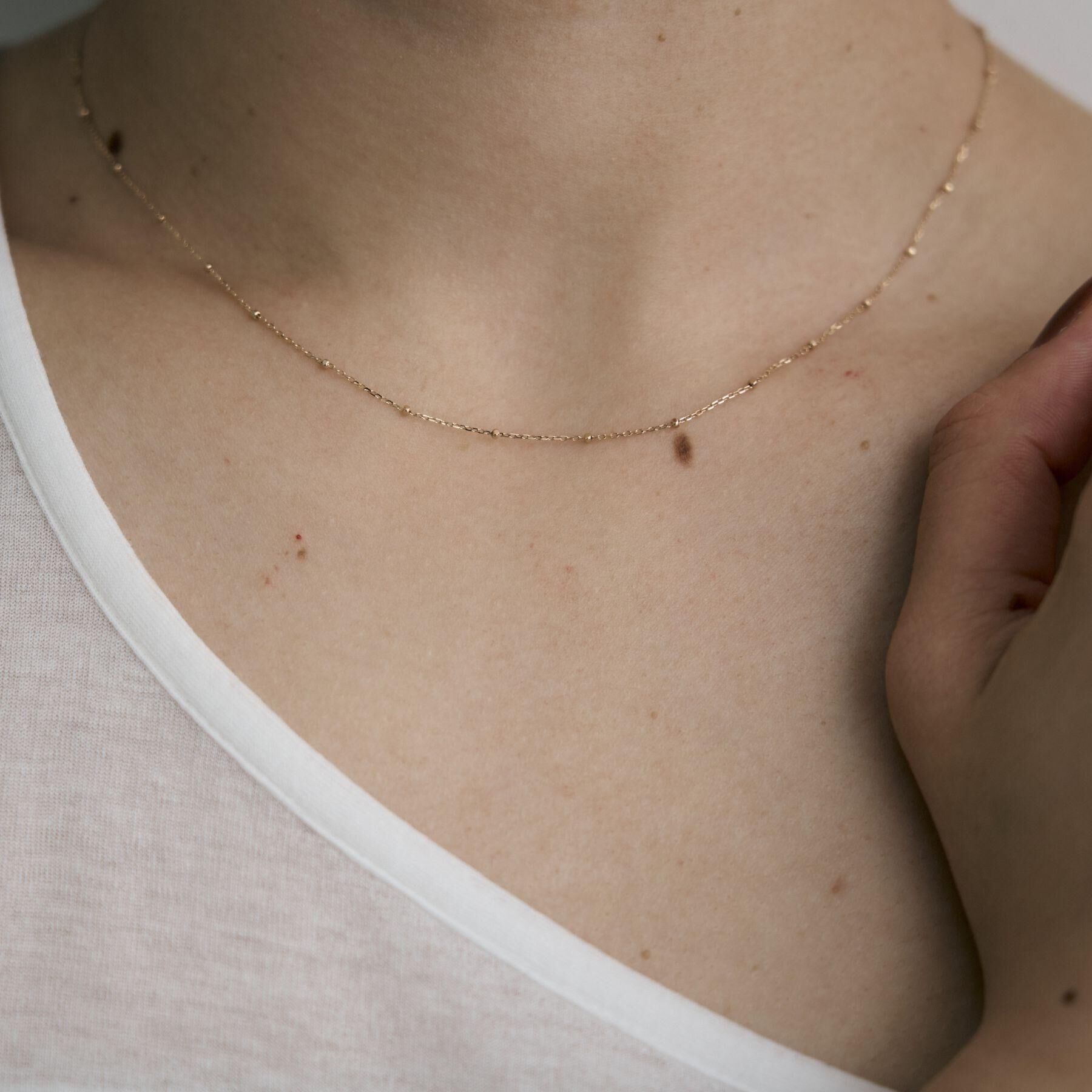 COCOSHNIK ONKITSCH「K10スキニーネックレス スタッドケーブル」|ネックレス|