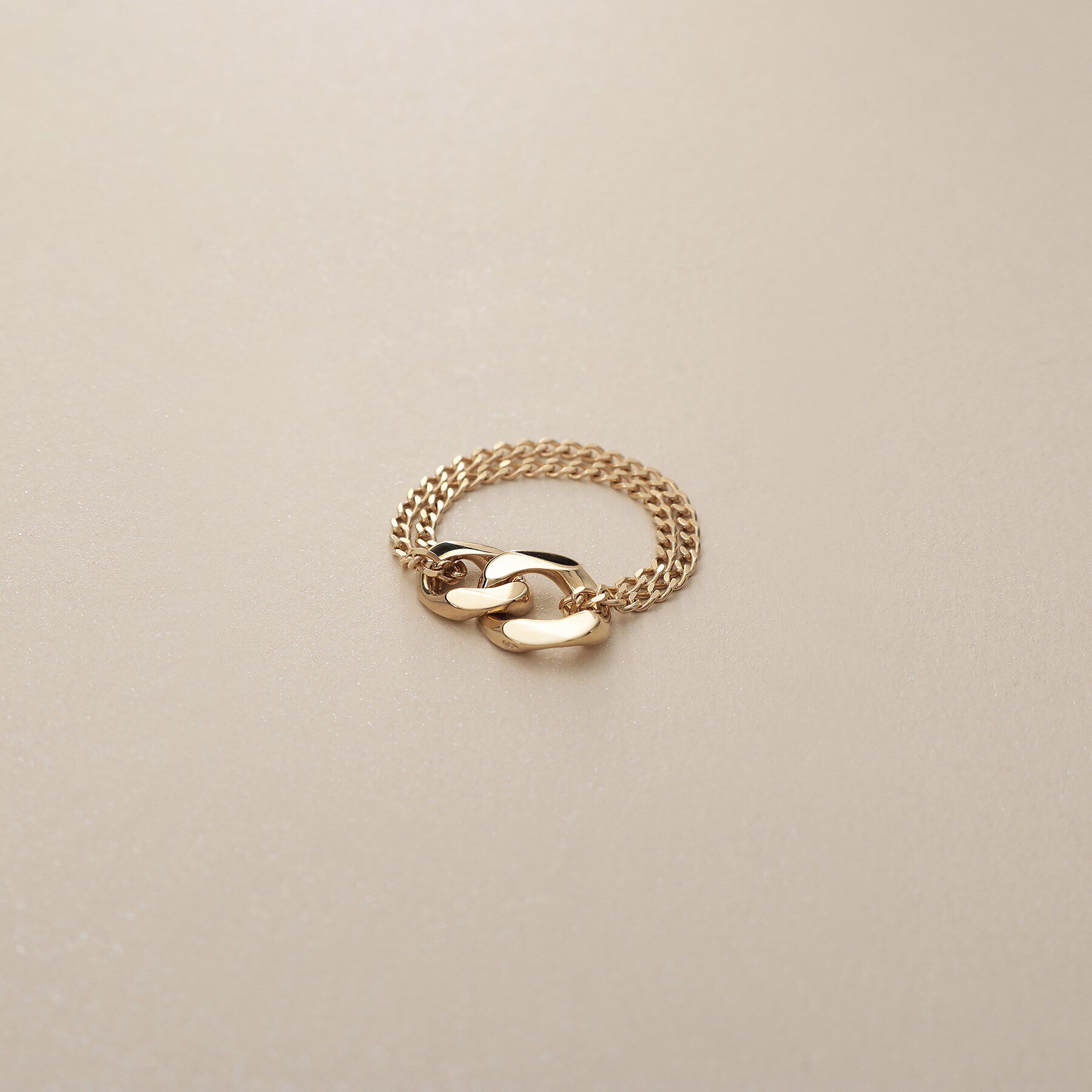 COCOSHNIK「K10キヘイモチーフダブルチェーン リング大」|リング|イエローゴールド(1