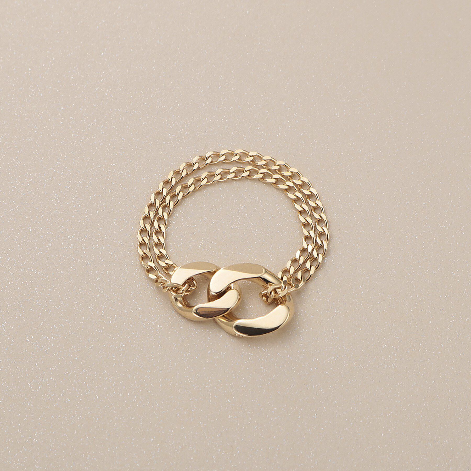 COCOSHNIK「K10キヘイモチーフダブルチェーン リング大」|リング|