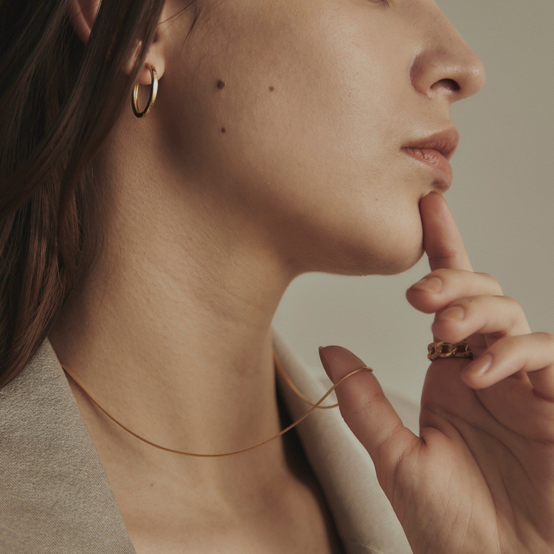 COCOSHNIK「K18オーバルスネーク ネックレスS」|ネックレス|