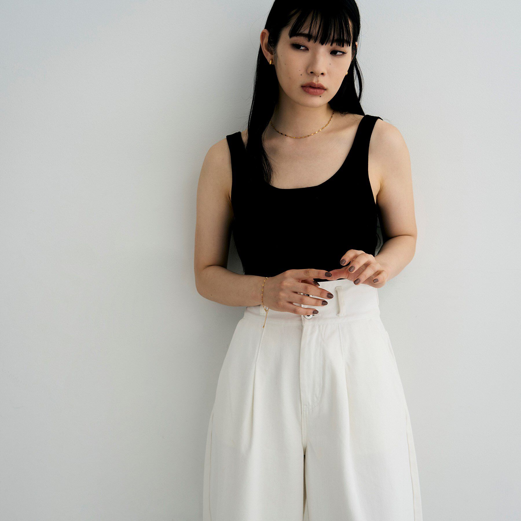 COCOSHNIK ONKITSCH「シルバー デザインチェーン デュアルペタルネックレス（38ｃｍ） GP」|ネックレス|