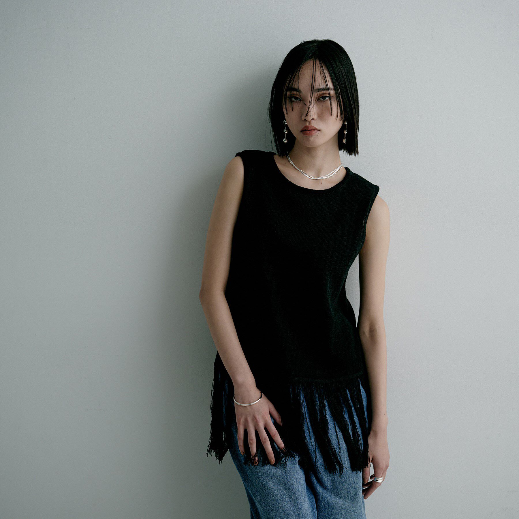 COCOSHNIK ONKITSCH「シルバー コンビネーションチェーン フラットスネーク マリン ボールネックレス」|ネックレス|