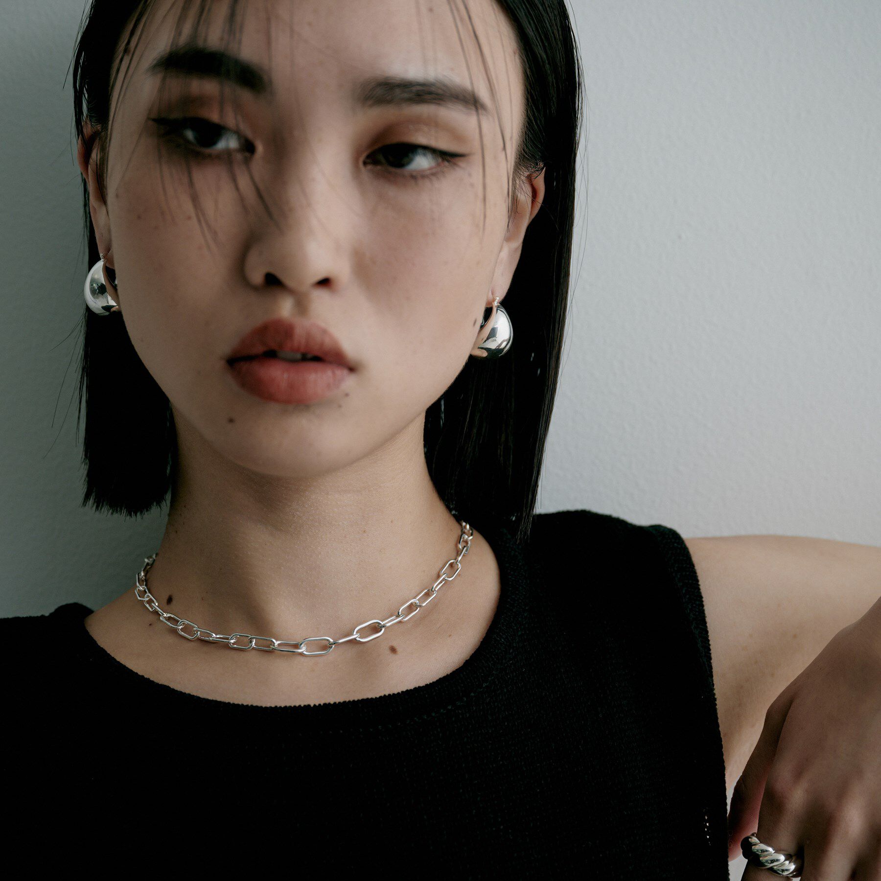 COCOSHNIK ONKITSCH「シルバー デザインチェーン ケーブルグラデーションネックレス」|ネックレス|