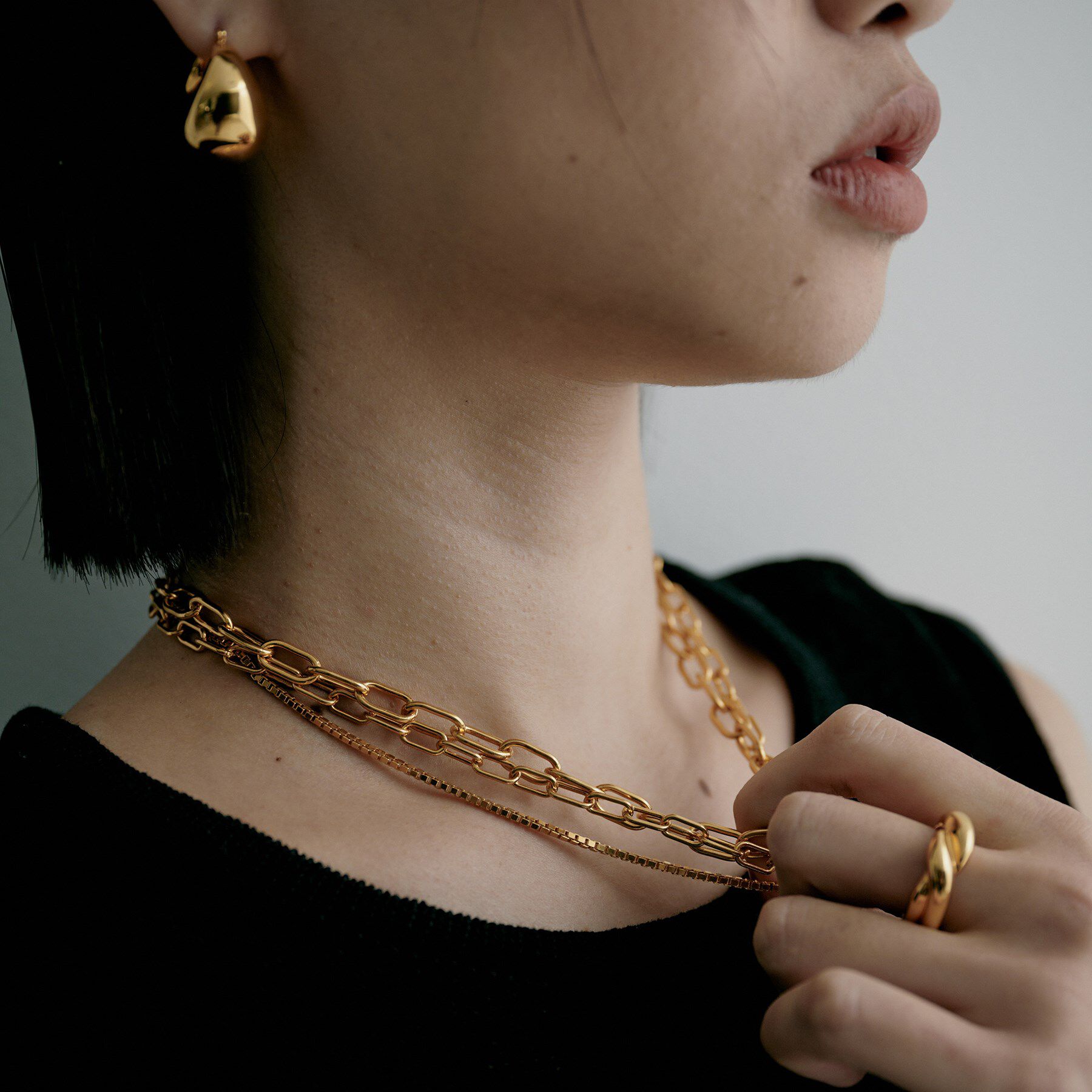 COCOSHNIK ONKITSCH「シルバー ミックスチェーン ケーブル ベネチアンネックレスGP」|ネックレス|