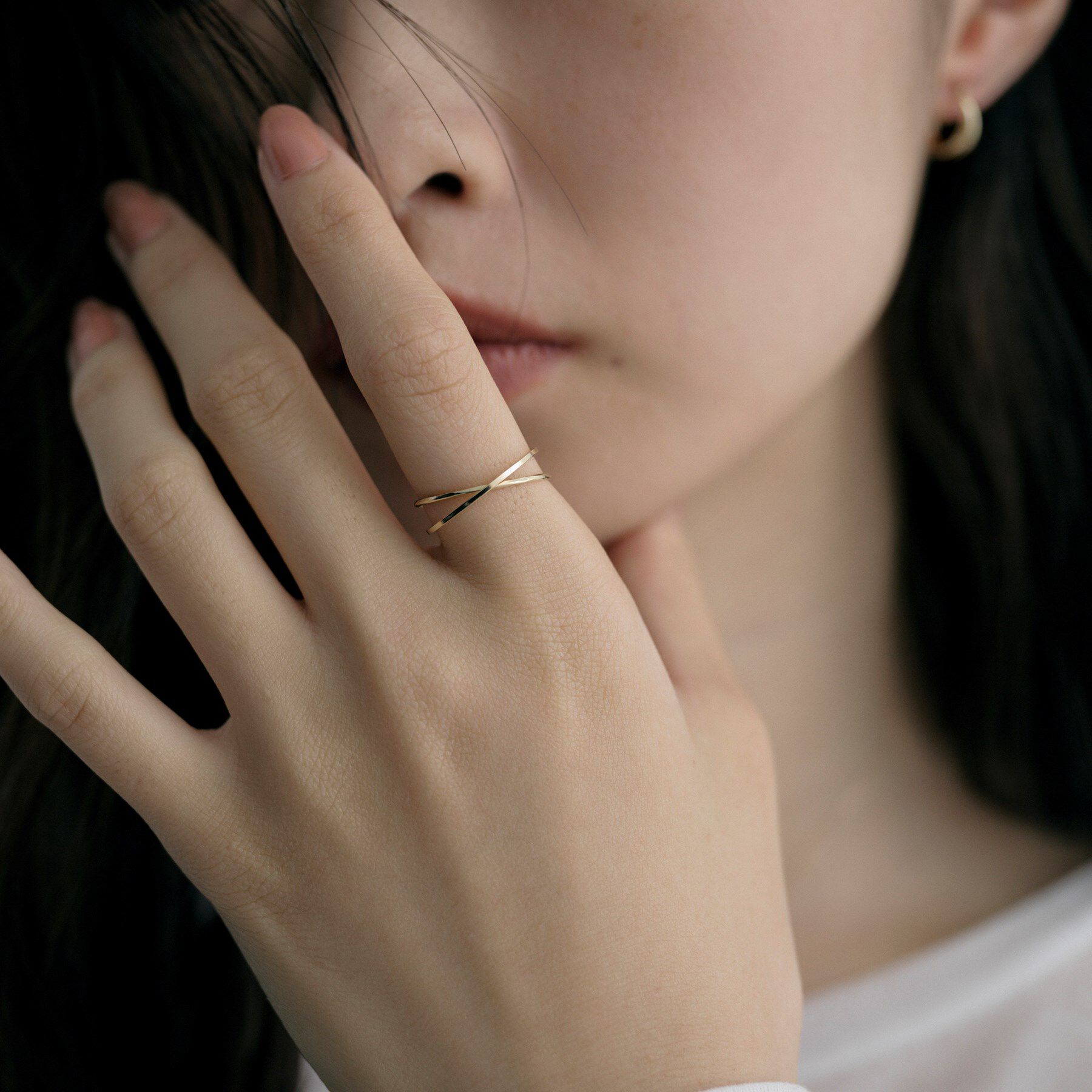 COCOSHNIK ONKITSCH「K10スキニーリング デュアルクロス」|リング|