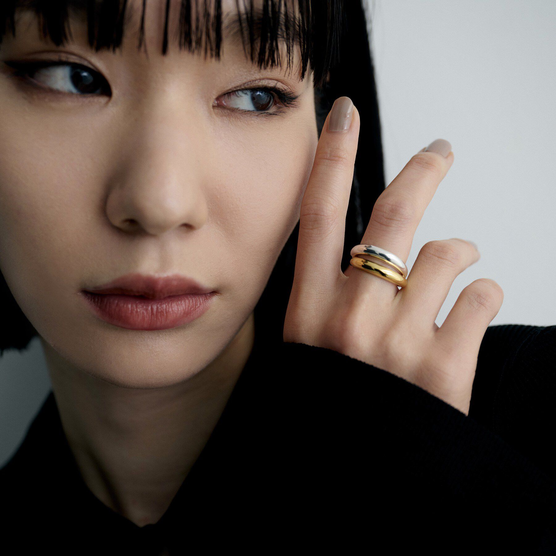 COCOSHNIK ONKITSCH「シルバー コンビカラー デュアルドームリング」|リング|