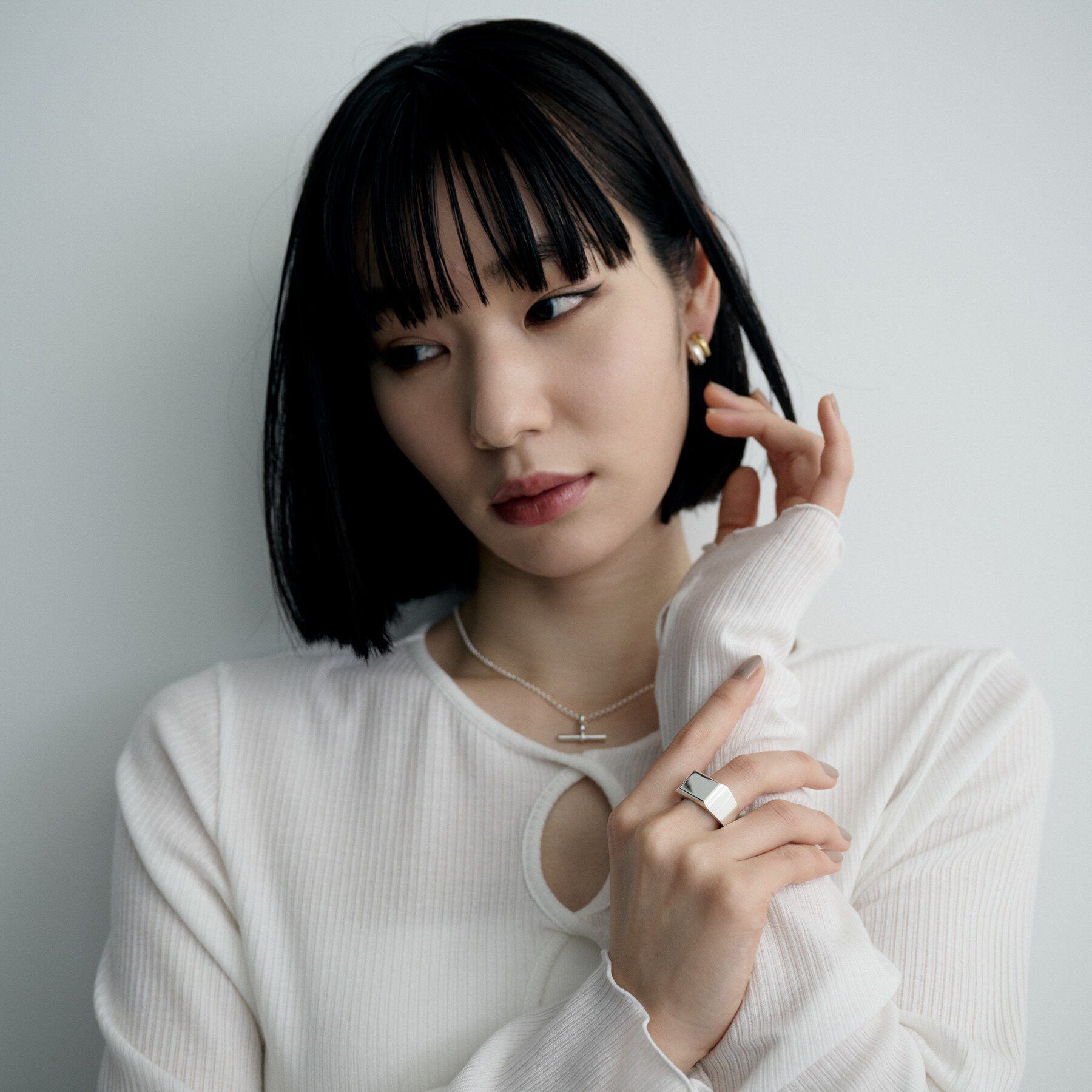 COCOSHNIK ONKITSCH「シルバー バケットカット シグネットリング（16号、18号）」|リング|