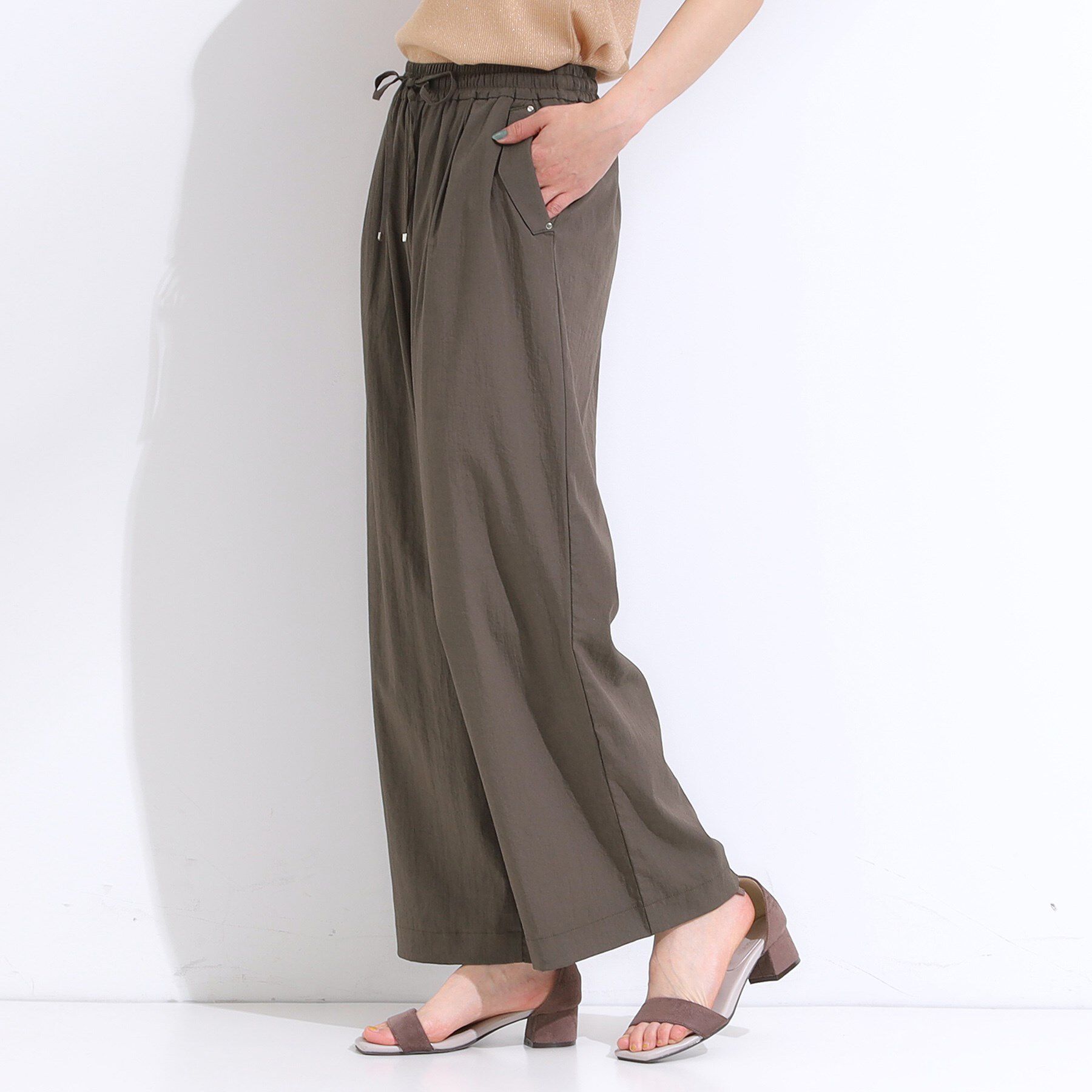 SHOO･LA･RUE「【着丈選べる】触れる度ひんやり ゆるきれい イージーワイドパンツ」|その他|
