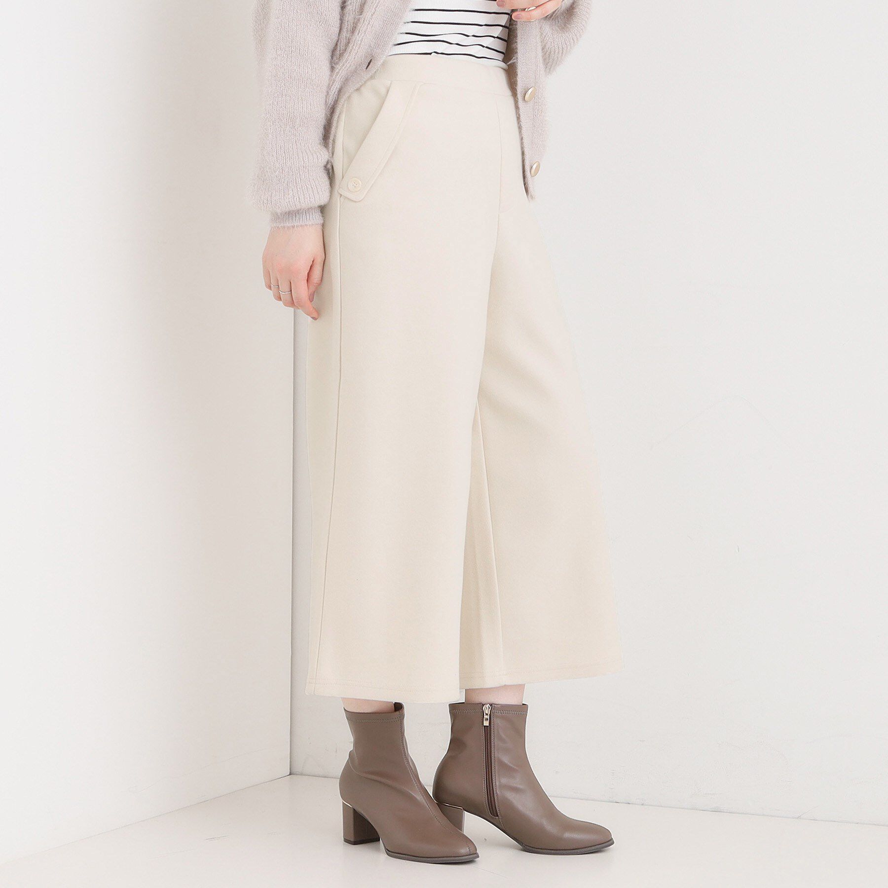 SHOO･LA･RUE「【洗濯機可】美脚見え あったか圧縮ニット ガウチョパンツ」|その他|