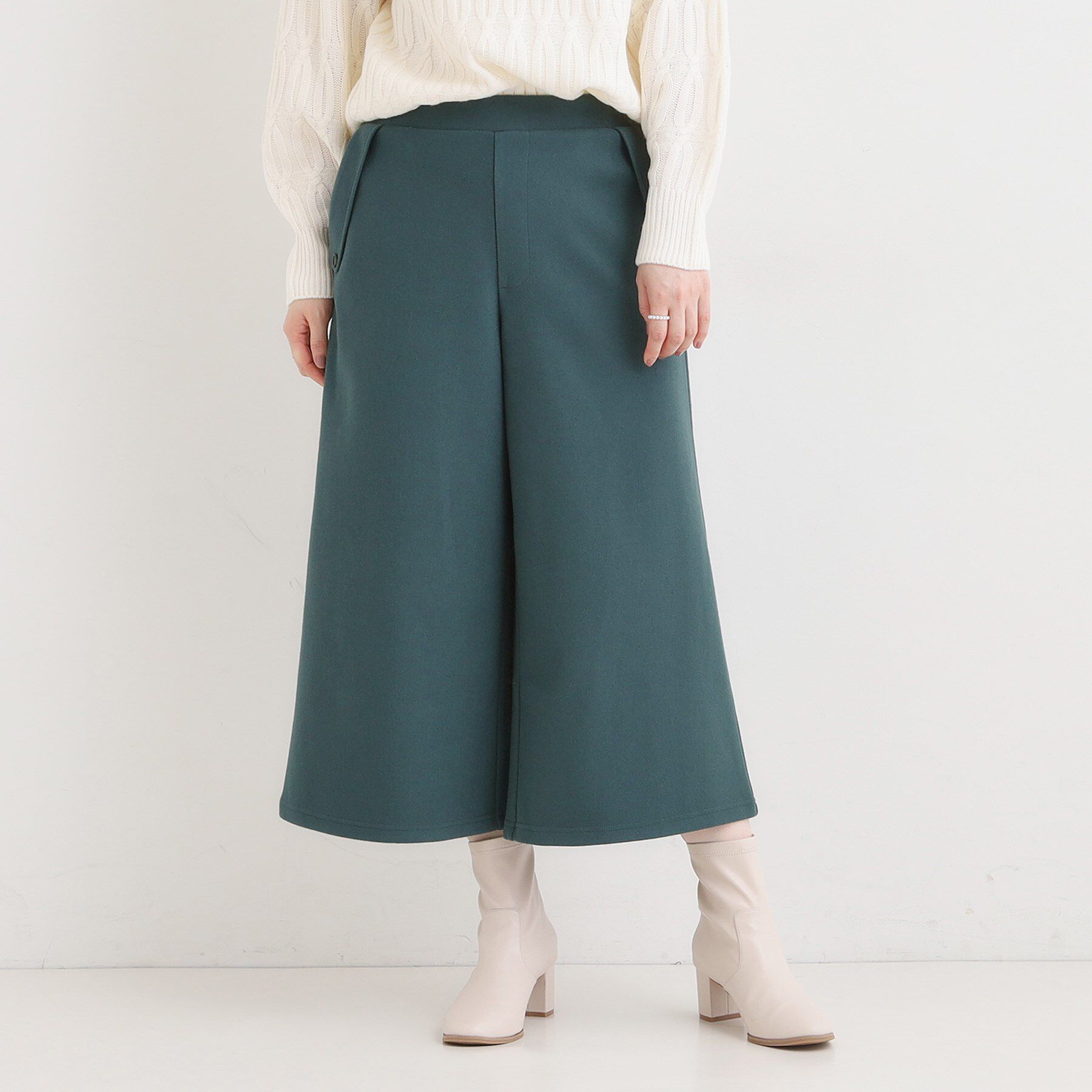 SHOO･LA･RUE「【洗濯機可】美脚見え あったか圧縮ニット ガウチョパンツ」|その他|