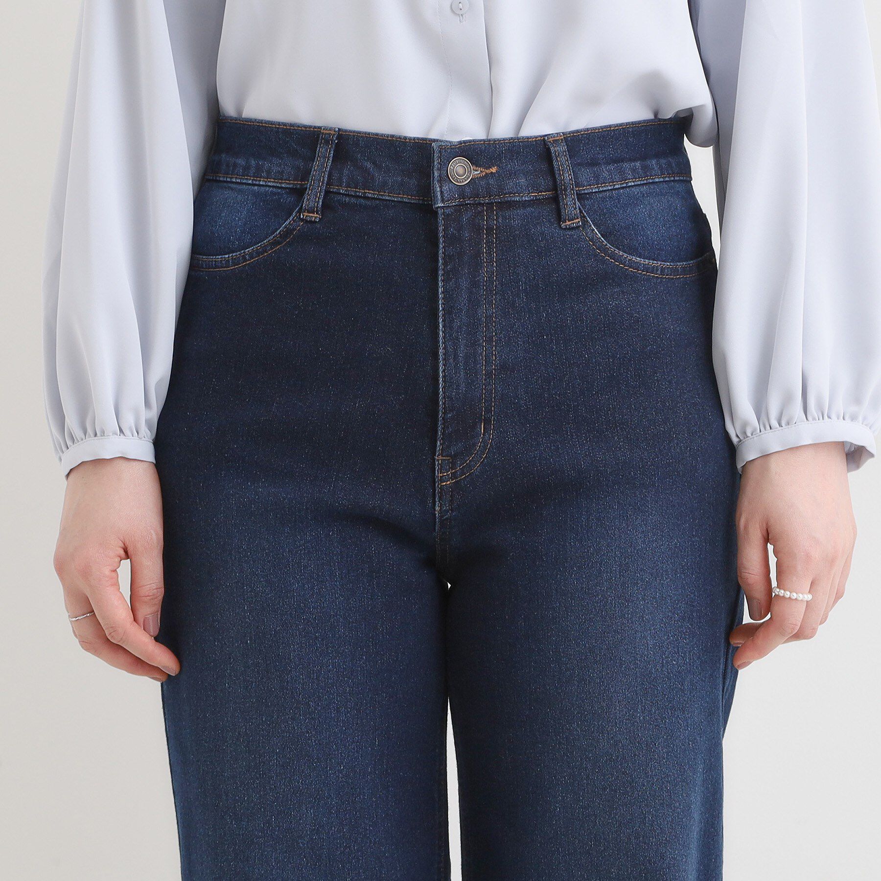 SHOO･LA･RUE「【あったか/SS-LL】裏微起毛 ストレートデニムパンツ」|デニム|