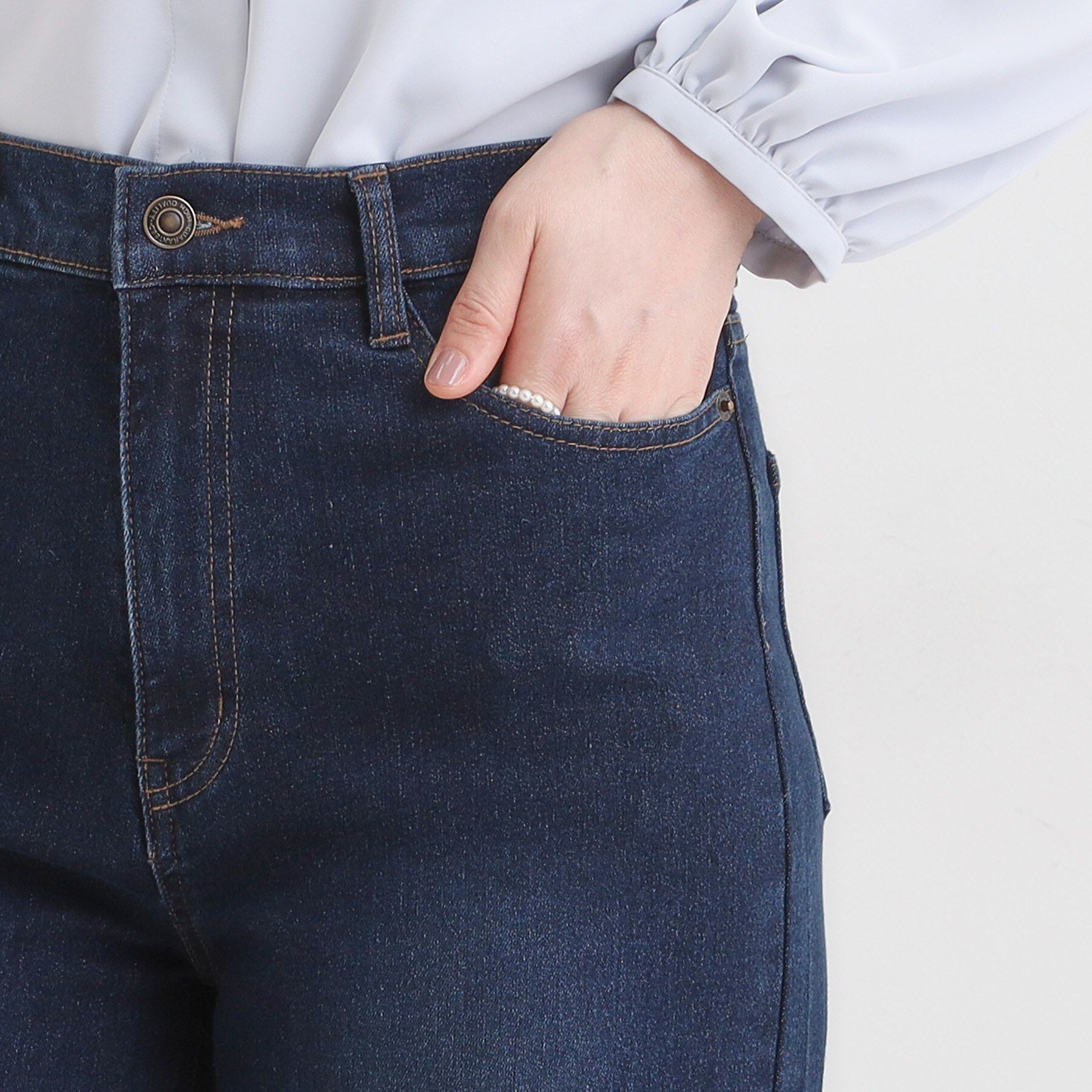 SHOO･LA･RUE「【あったか/SS-LL】裏微起毛 ストレートデニムパンツ」|デニム|