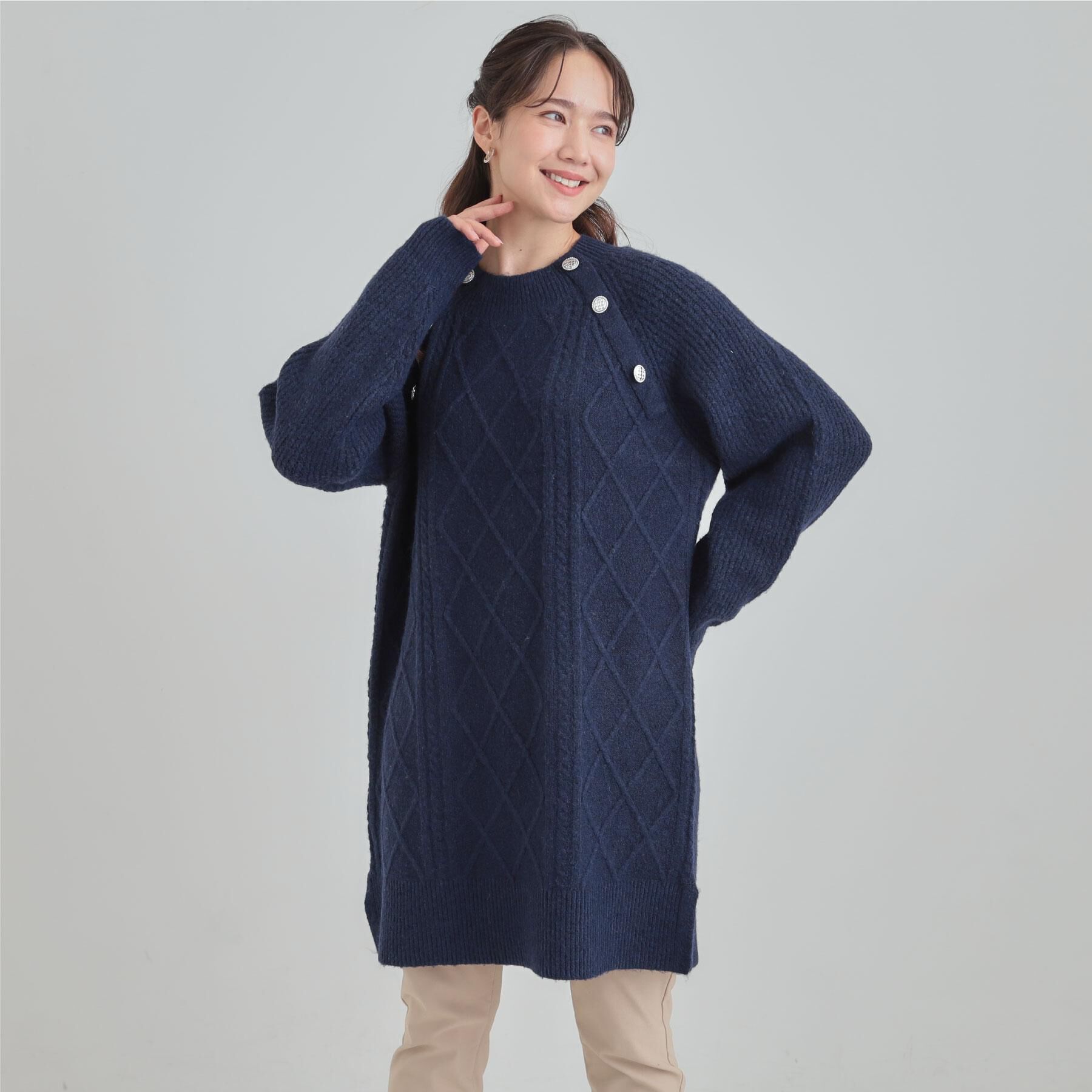 SHOO･LA･RUE「【着丈選べる】ケーブル柄ニットワンピース」|ワンピース|