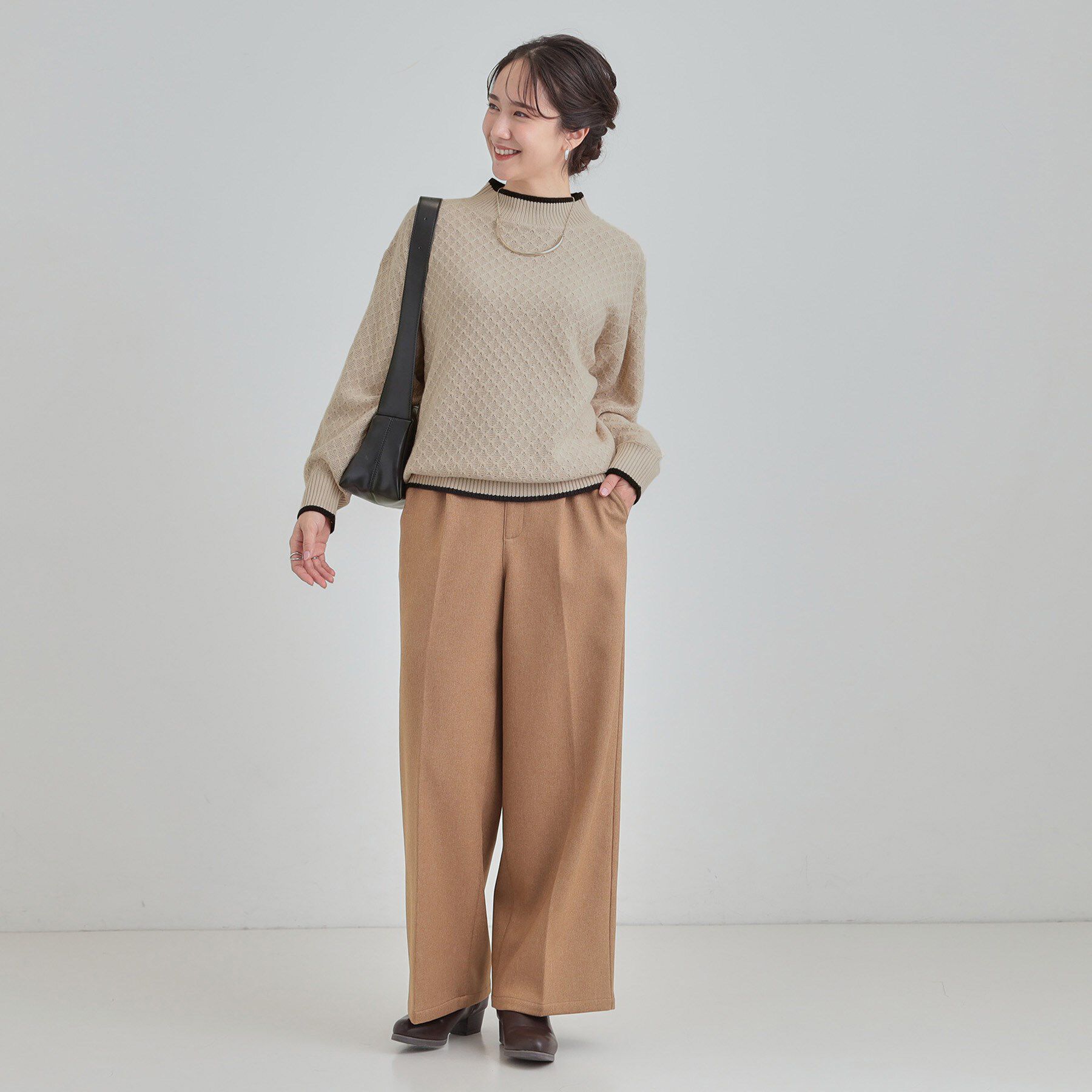 SHOO･LA･RUE「【洗濯機可/毛玉レス】配色がアクセント ダイヤ柄ゆるニット」|ニット・セーター|