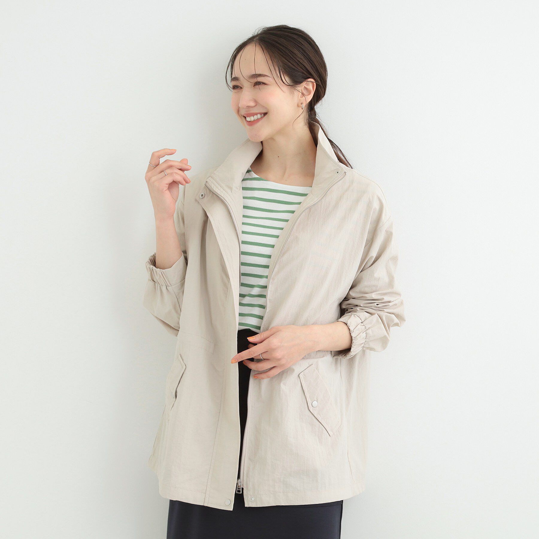 SHOO･LA･RUE「【防花粉/S-LL】女性らしさあふれる 軽やかスタンドブルゾン」|ブルゾン・スタジャン|