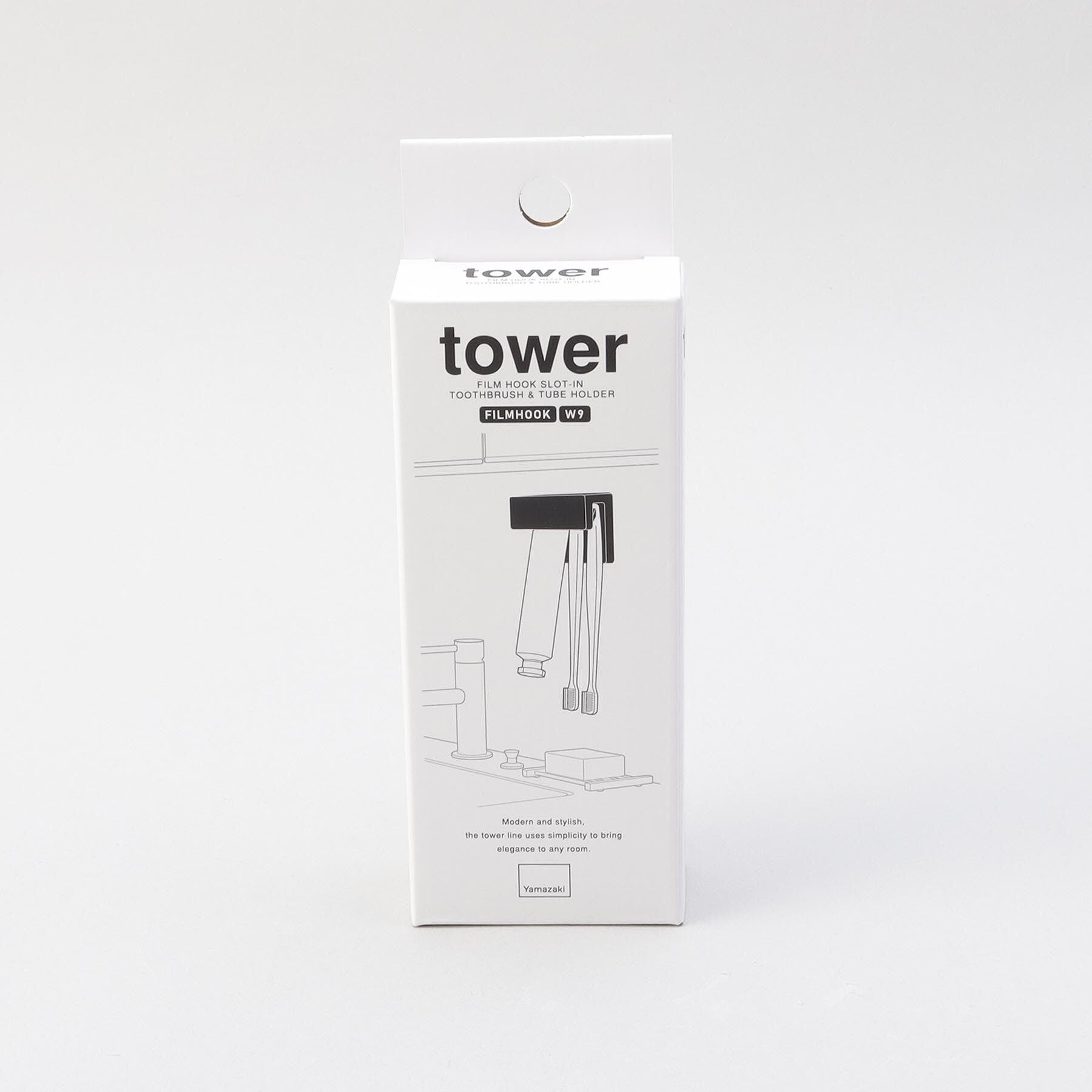 212 KITCHEN STORE「フィルムフック差し込み式歯ブラシ＆チューブホルダー Ｗ9 WH 山崎実業 ＜tower タワー＞」|食器・キッチングッズ|