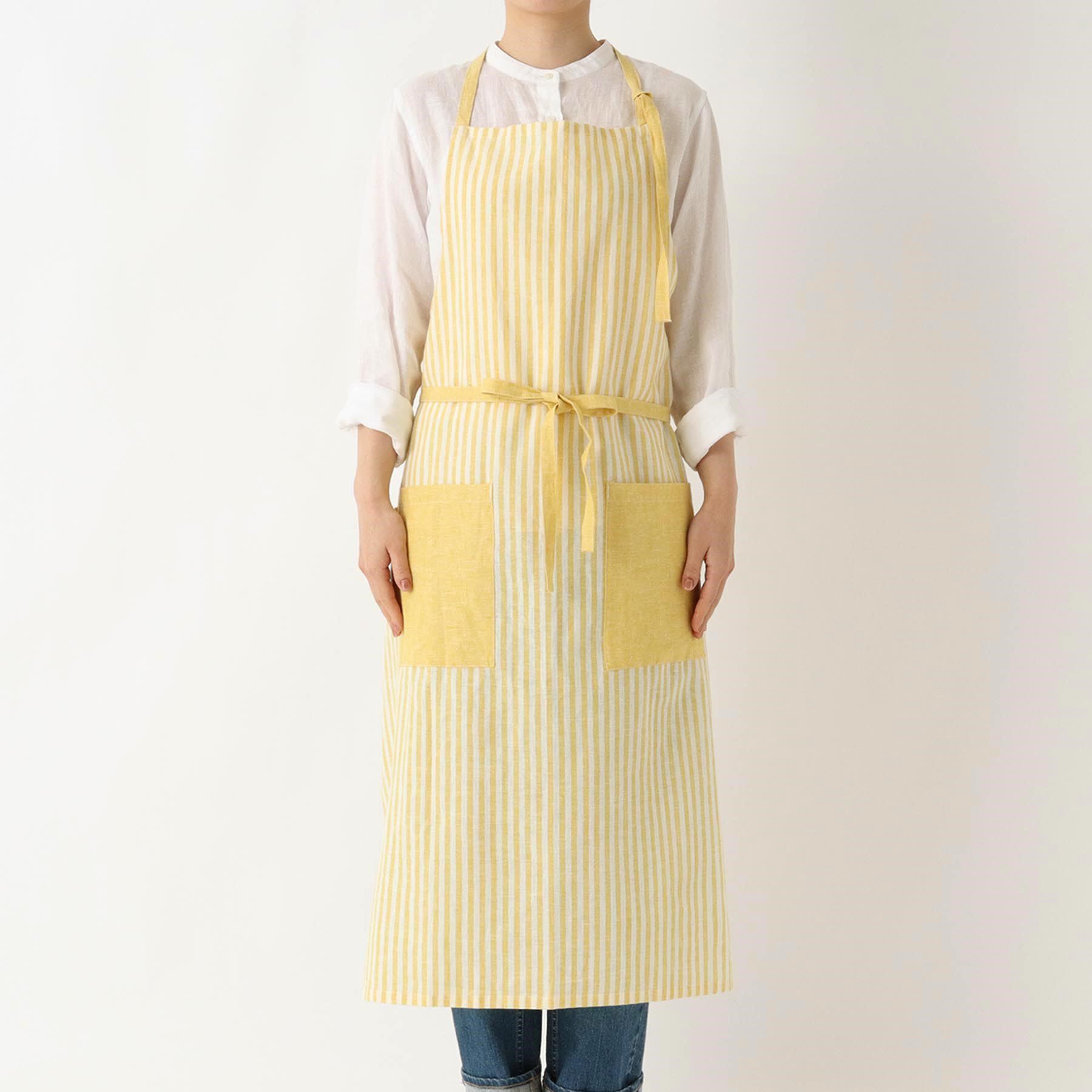 212 KITCHEN STORE「ブロックストライプ リネンコットン フルエプロン LM ＜212Kオリジナル ＞」|食器・キッチングッズ|