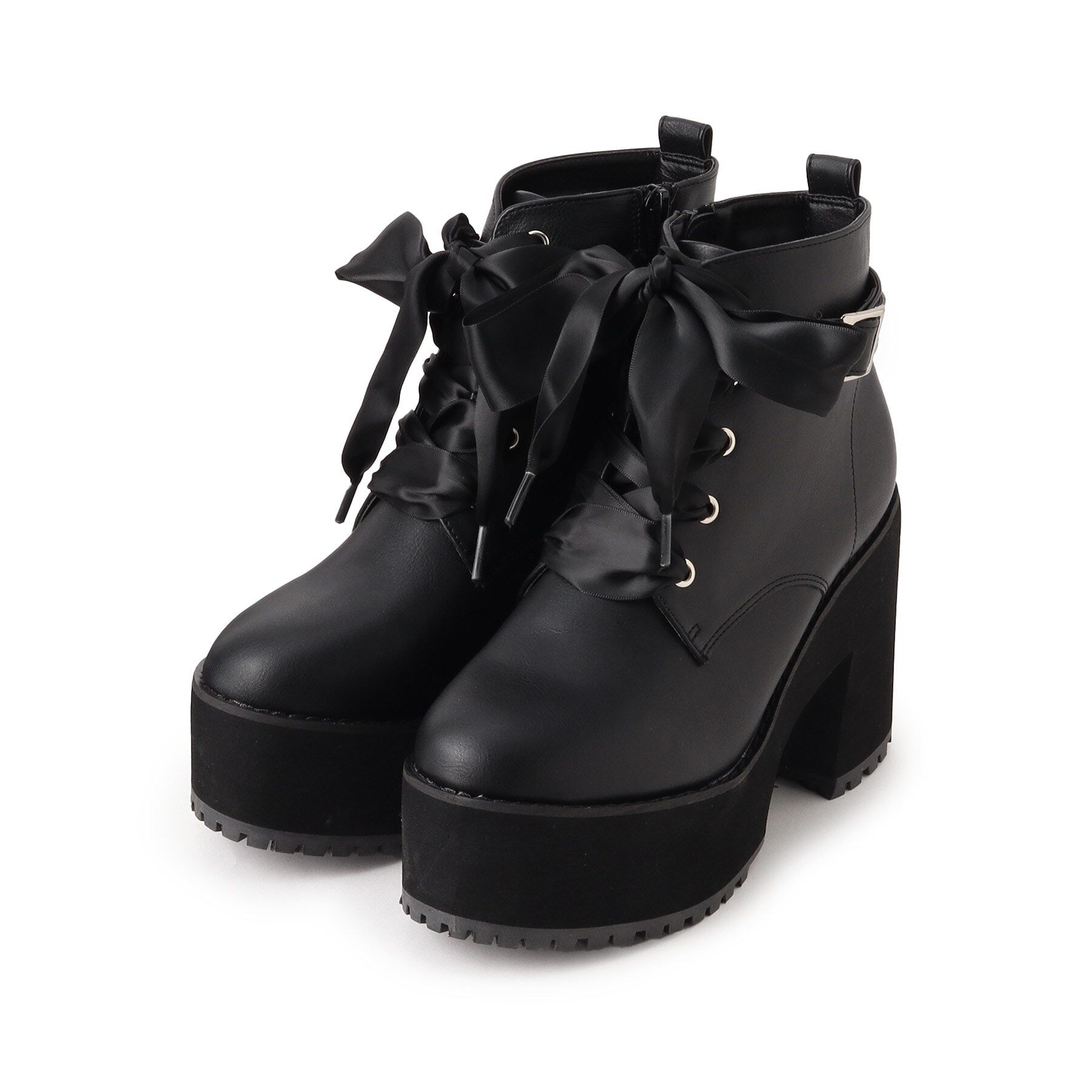 csT&P「厚底レースアップブーツ」|ショートブーツ|ﾌﾞﾗｯｸ(019)