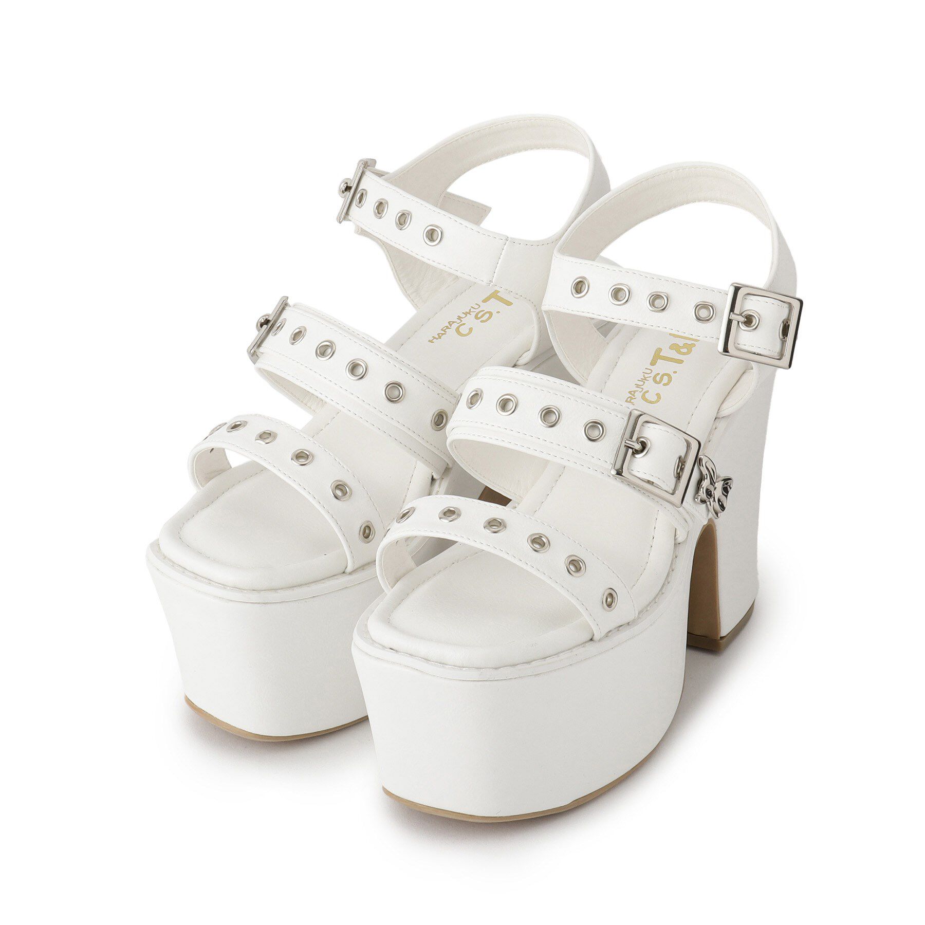 csT&P「厚底バタフライ付ベルトサンダル」|サンダル|ホワイト(001)