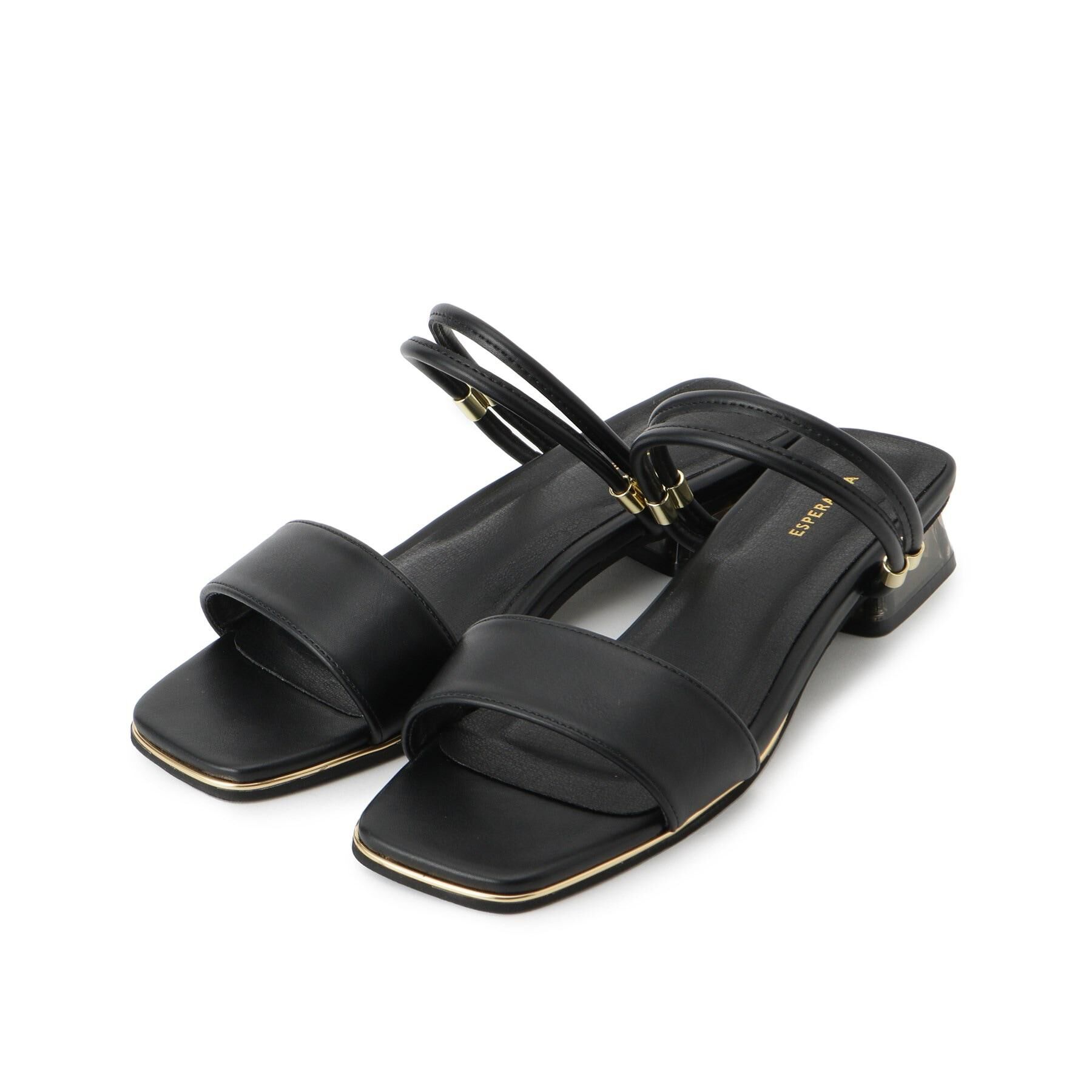 ESPERANZA「スクエアトゥクリアローヒールサンダル」|サンダル|