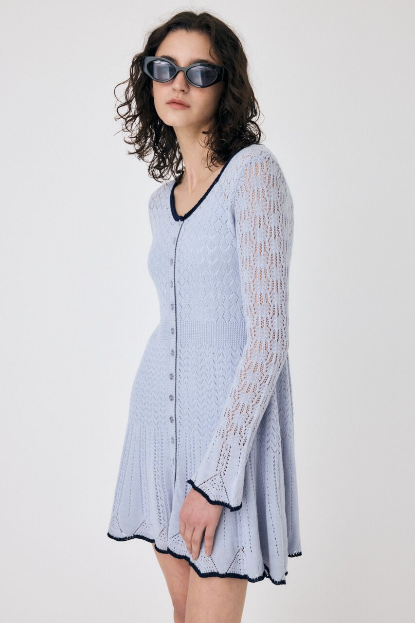 MOUSSY「EYELET LACE KNIT ミニドレス」|ワンピース|