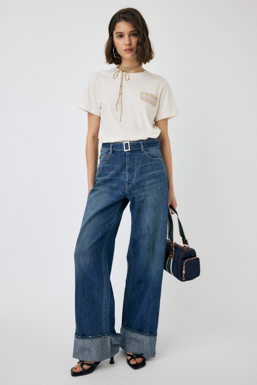 MOUSSY「BELTED WIDE ストレートデニム」|デニム|