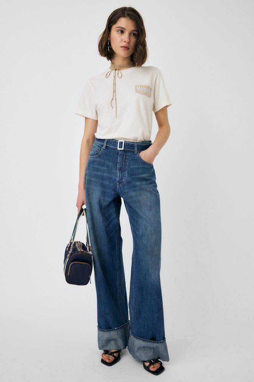 MOUSSY「BELTED WIDE ストレートデニム」|デニム|